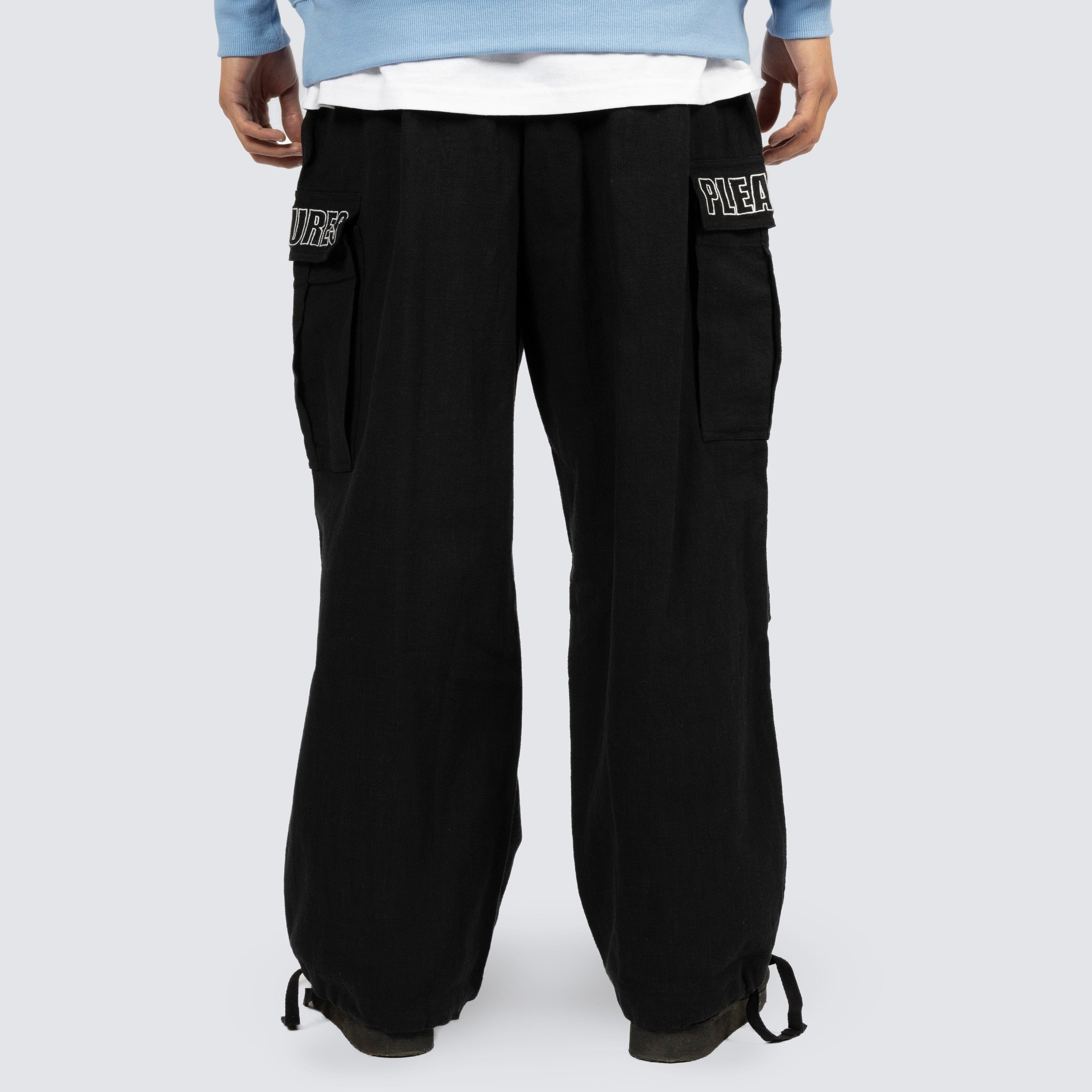 Pleasures VISITOR WIDE CARGO PANTS (Black)