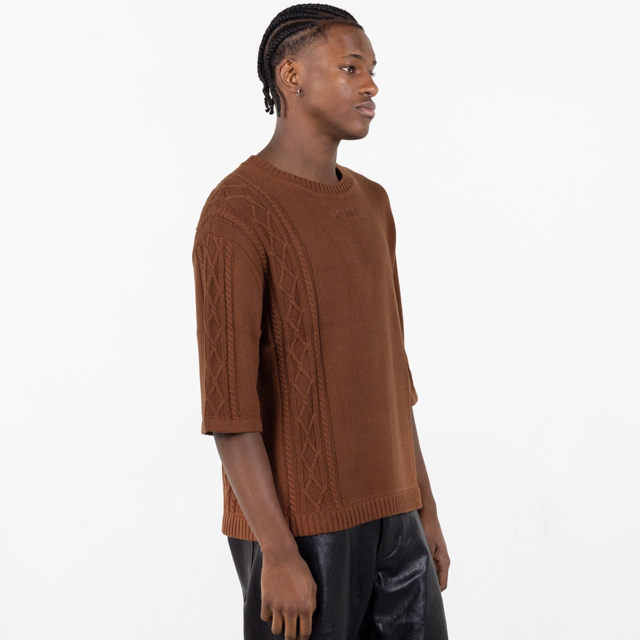 Pleasures Charlie Mock Neck Knit Shirt (Brown)
