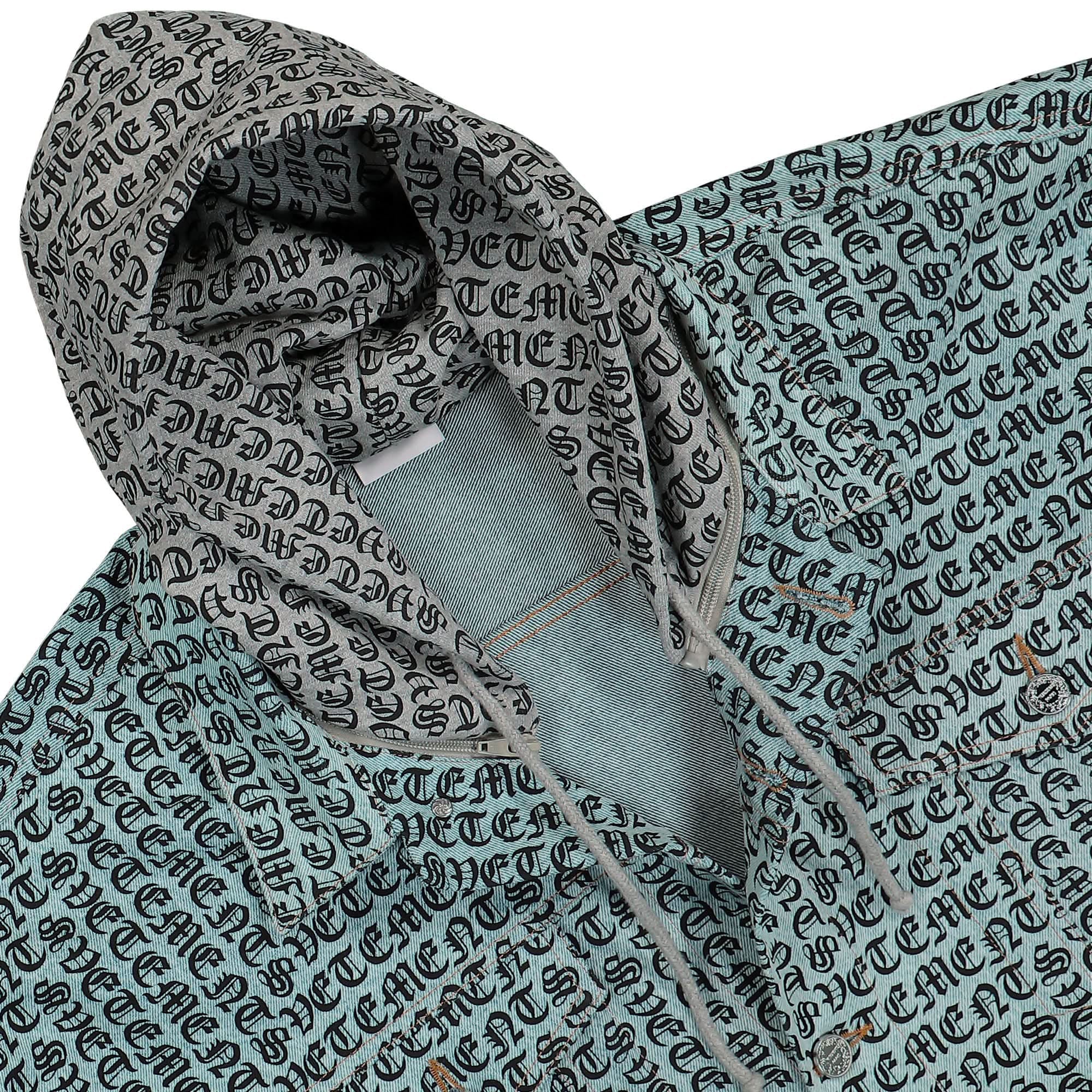 Vetements Gothic Monogram Denim Jacket With A Hood