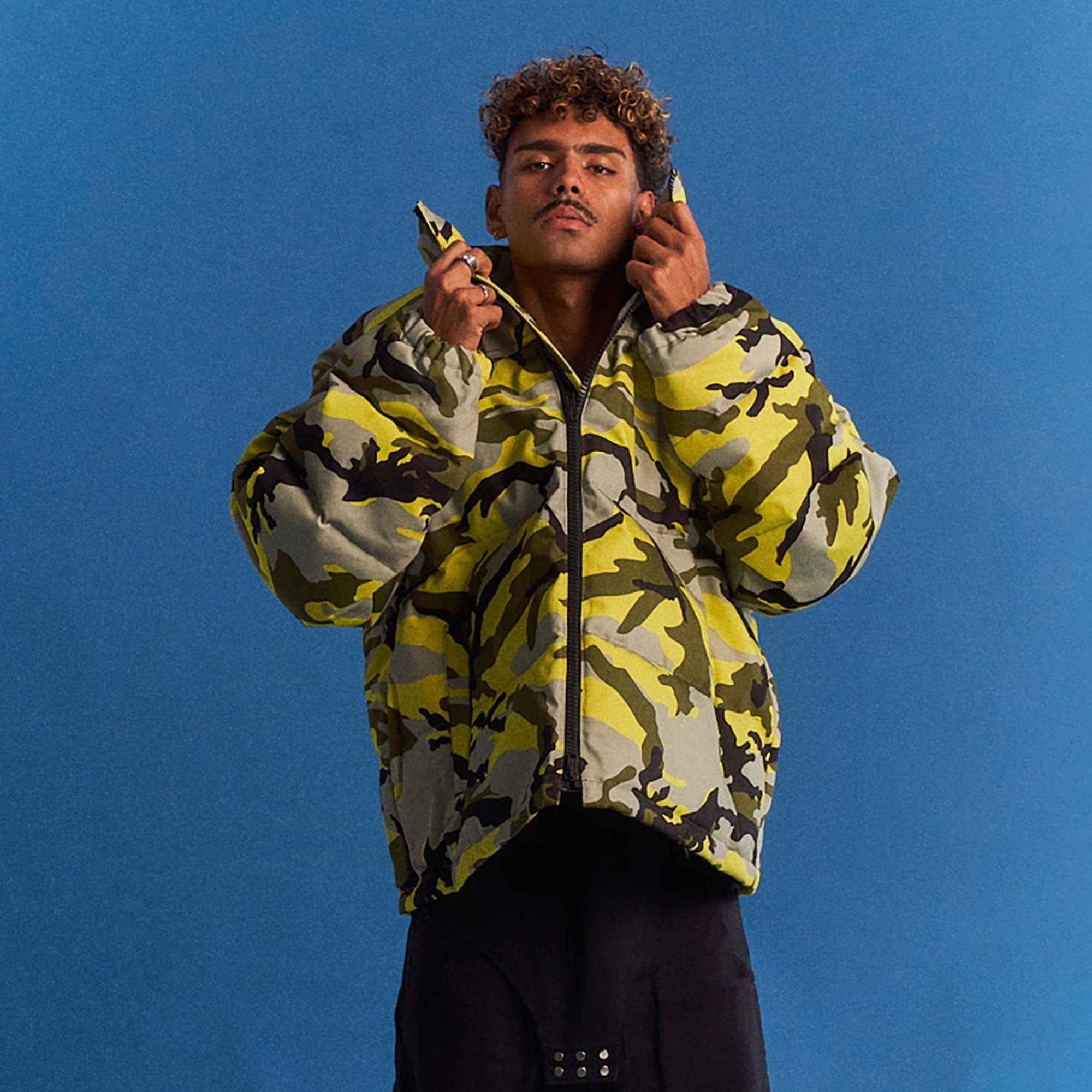Vetements Neon Camo Logo Puffer Jacket