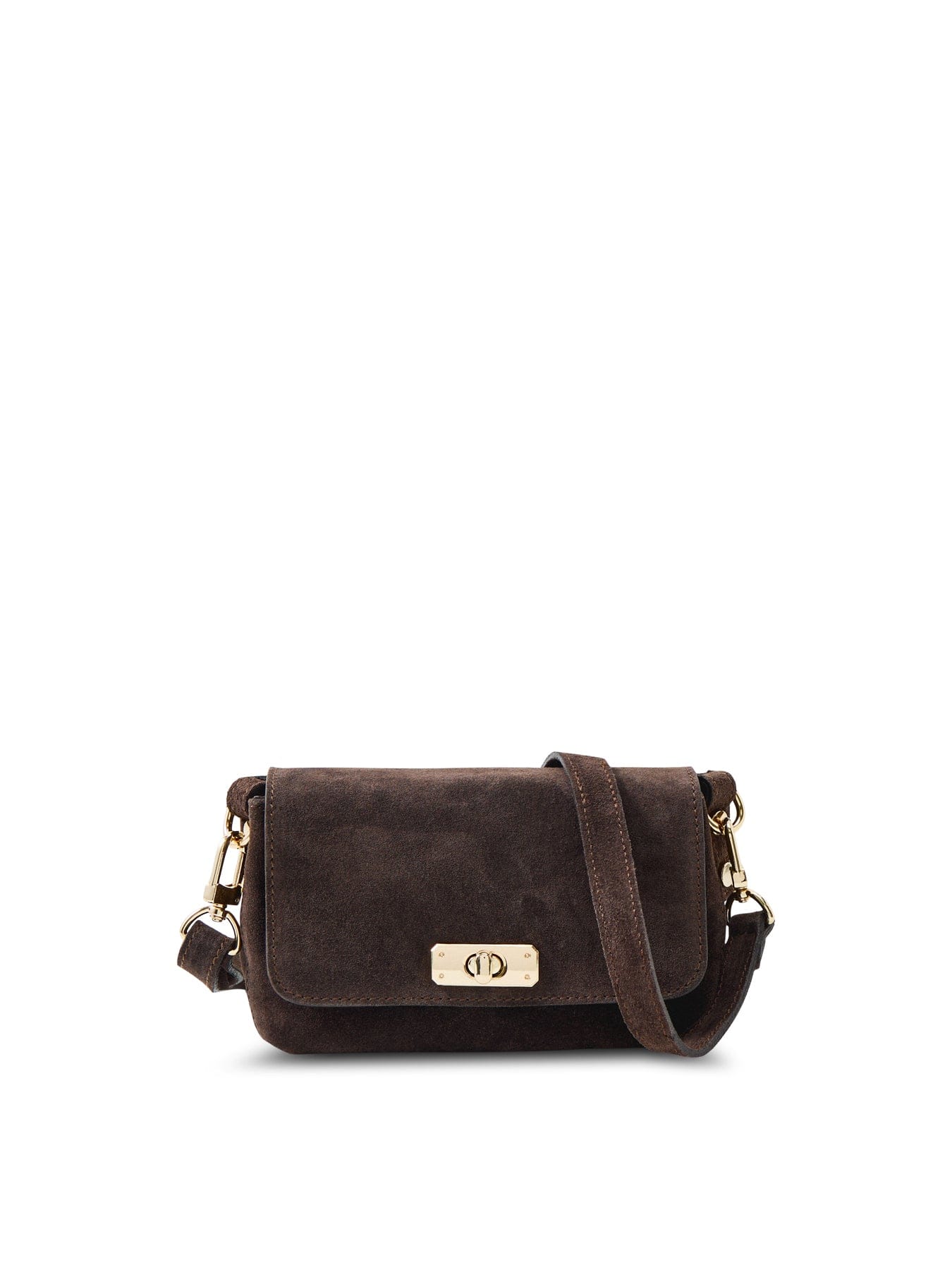 Apatchy London Maisie Mini Suede Shoulder Bag Chocolate