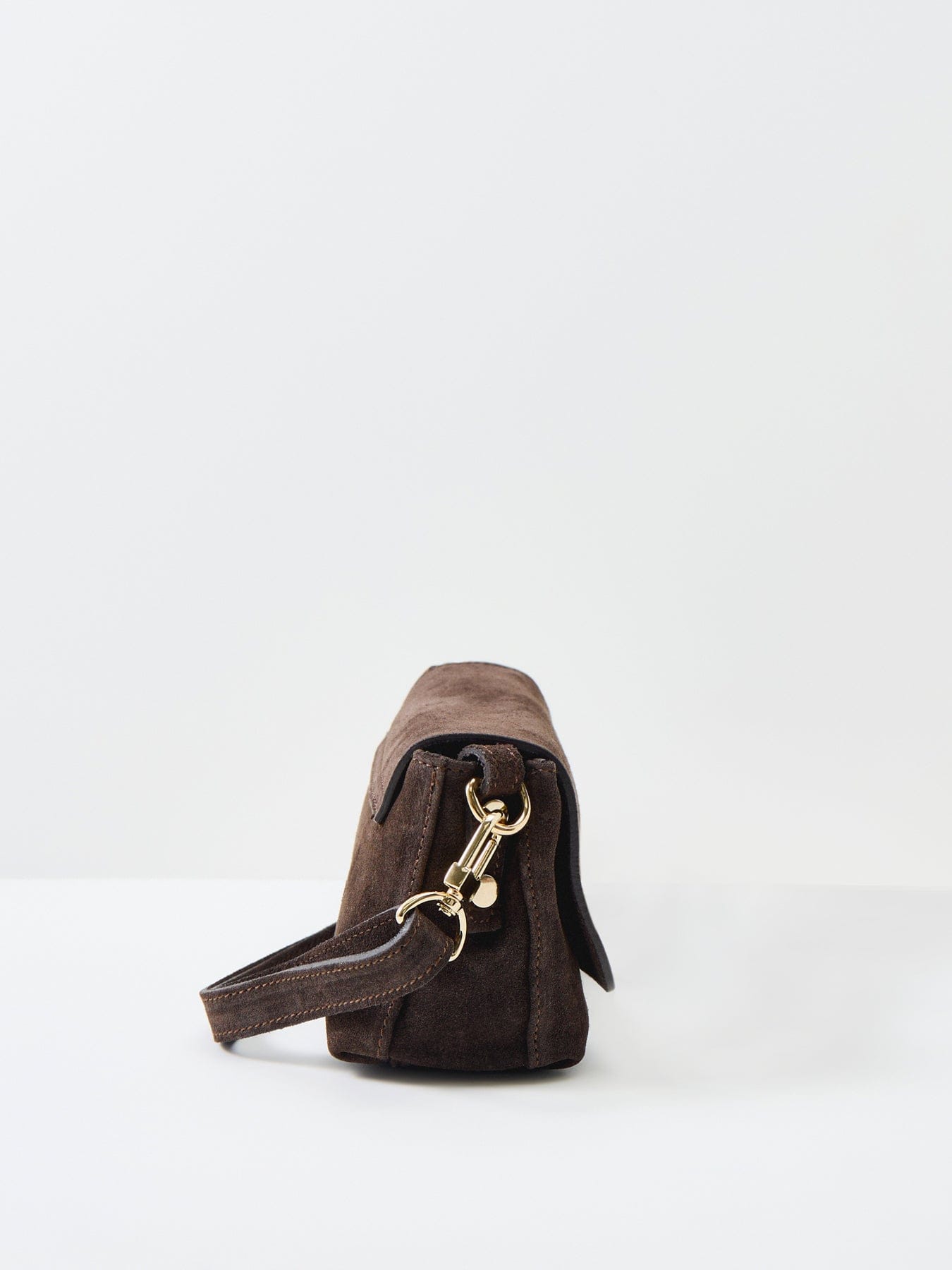Apatchy London Maisie Mini Suede Shoulder Bag Chocolate