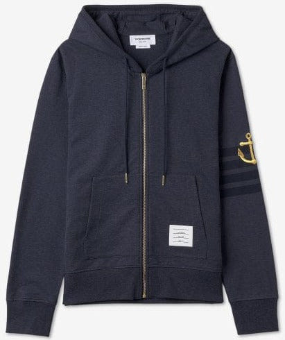 Thom Browne Lightweight Anchor Loopback 4 - Bar Zip Hoodie