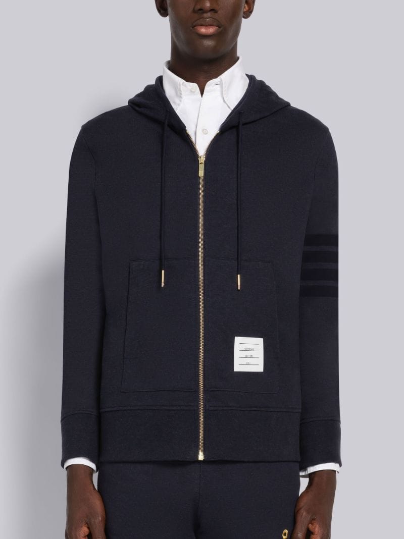 Thom Browne Lightweight Anchor Loopback 4 - Bar Zip Hoodie