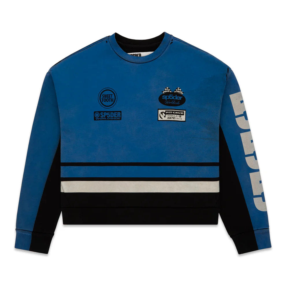 Sp5der Triple Five Crewneck Blue