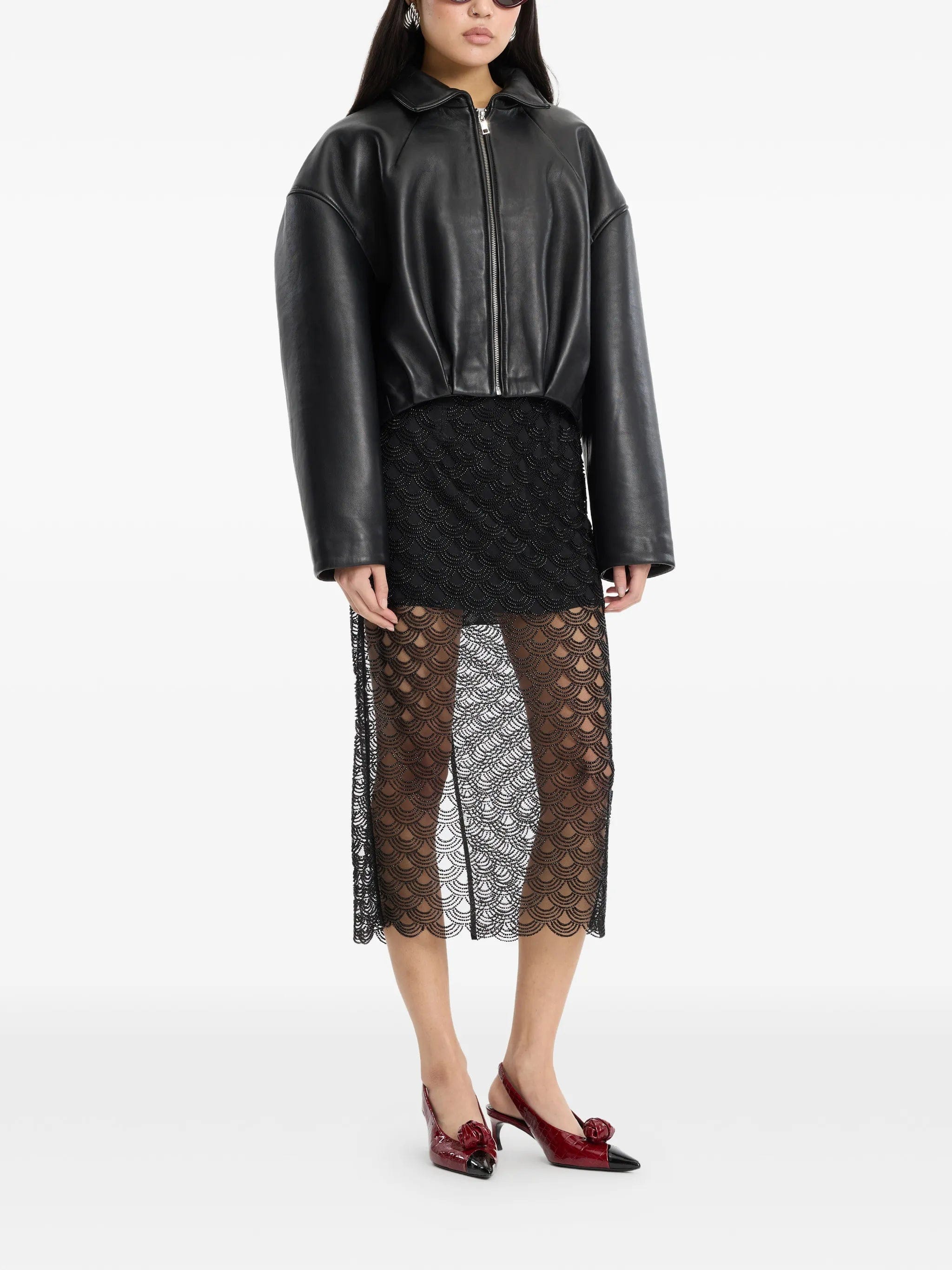 Rotate Birger Christensen collared leather jacket