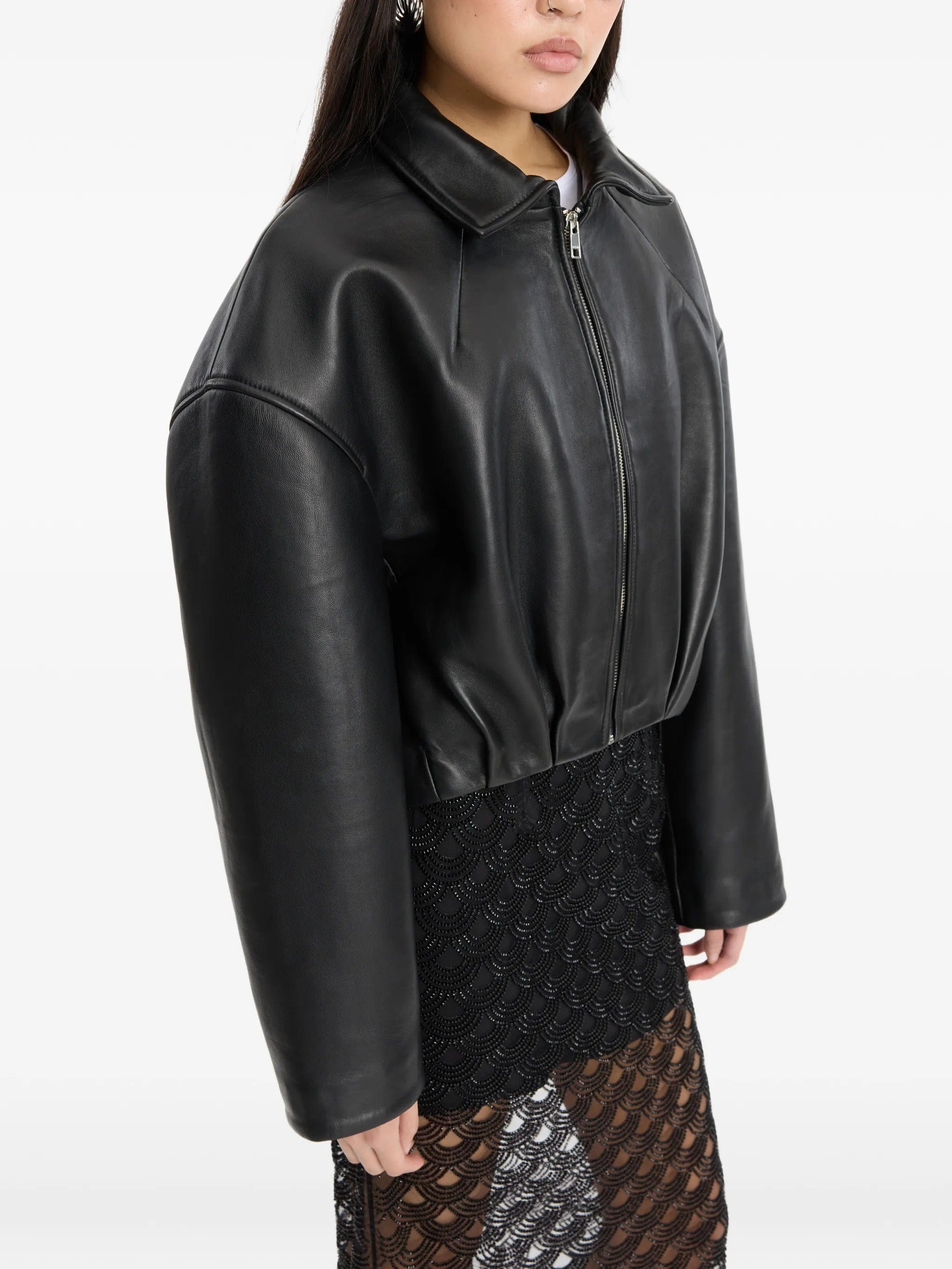 Rotate Birger Christensen collared leather jacket