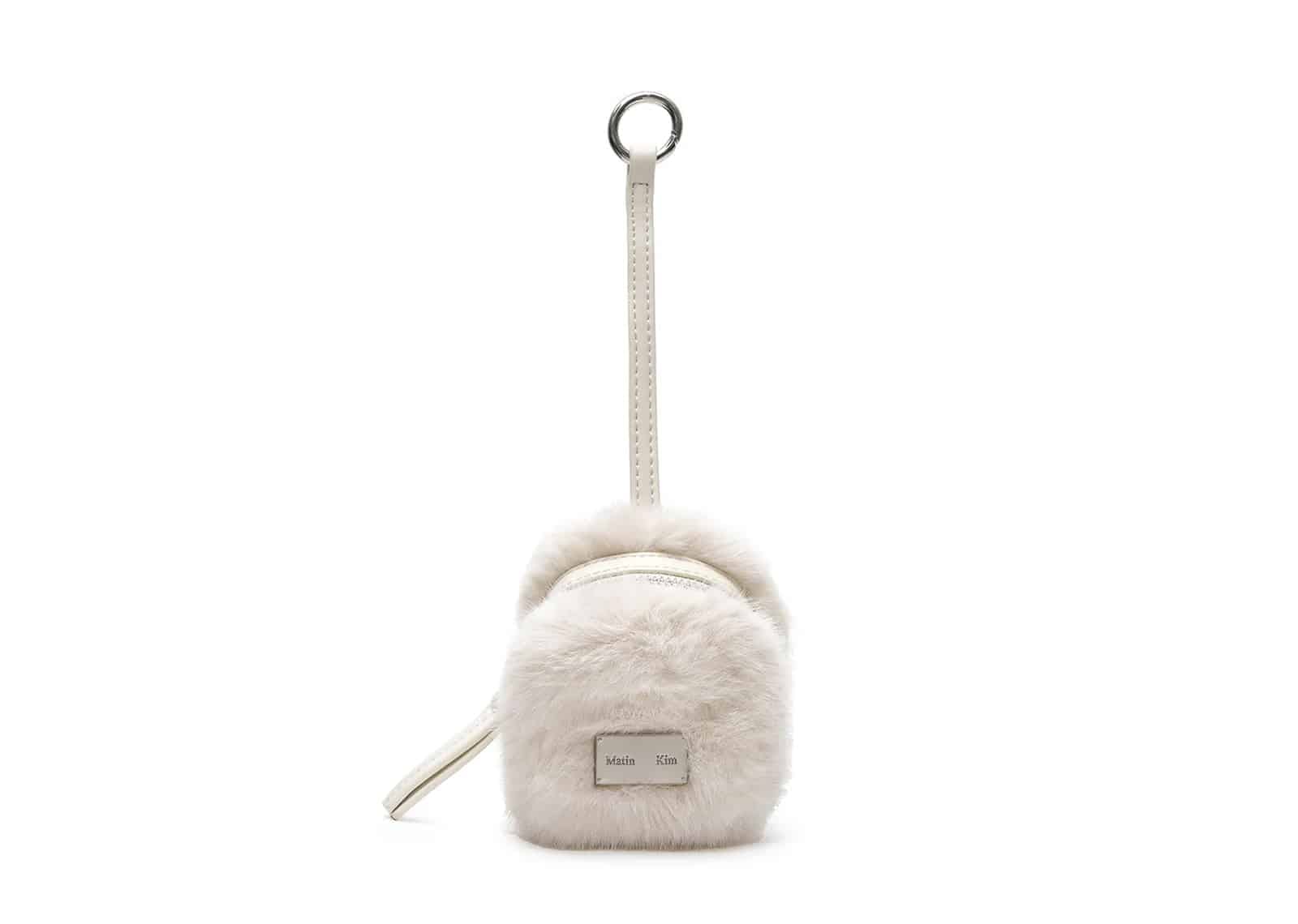 Matin Kim Soft Fur Mini Cube Pouch Ivory AC018