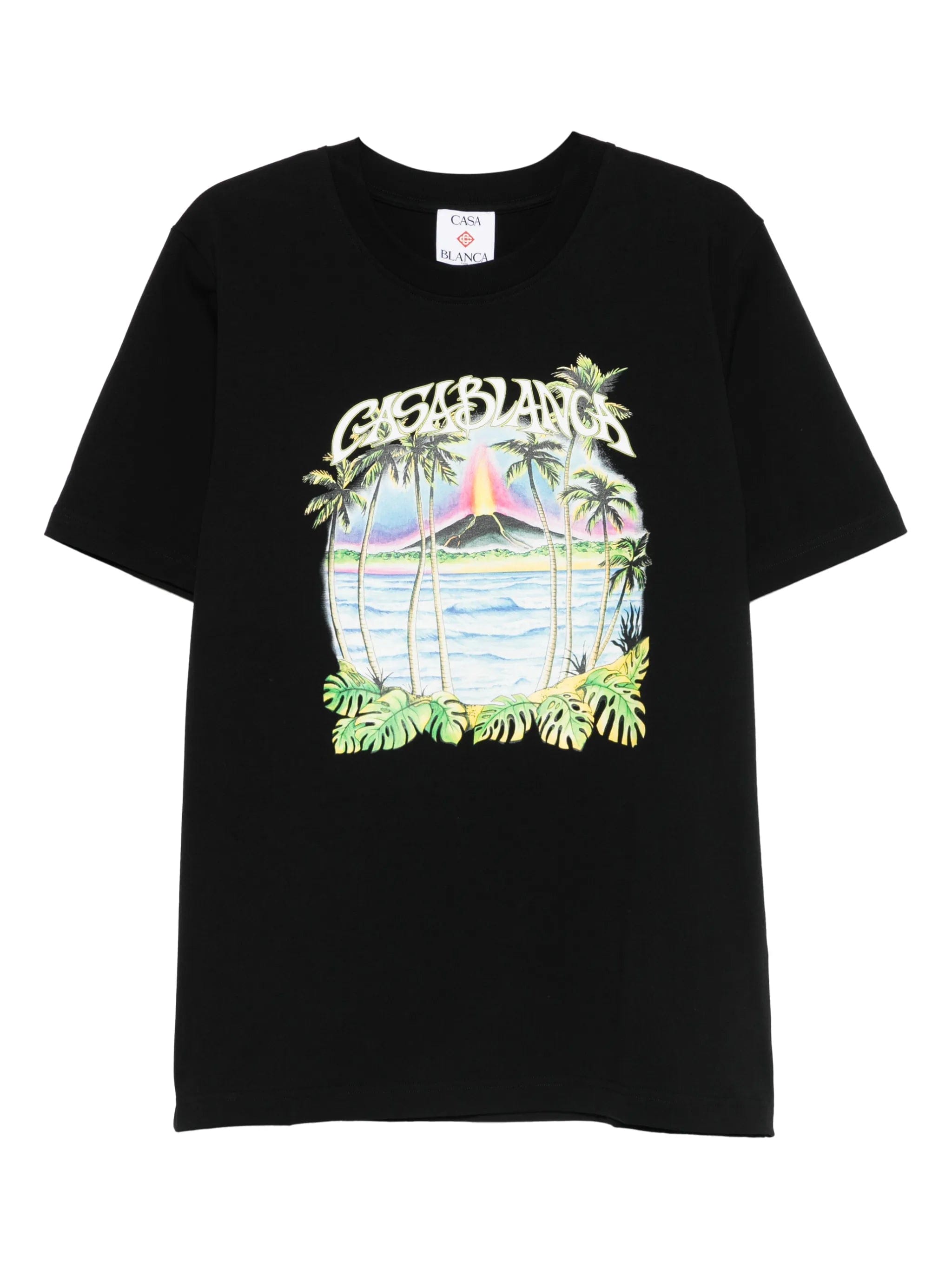 Casablanca Volcano palm - tree tropical print T - shirt