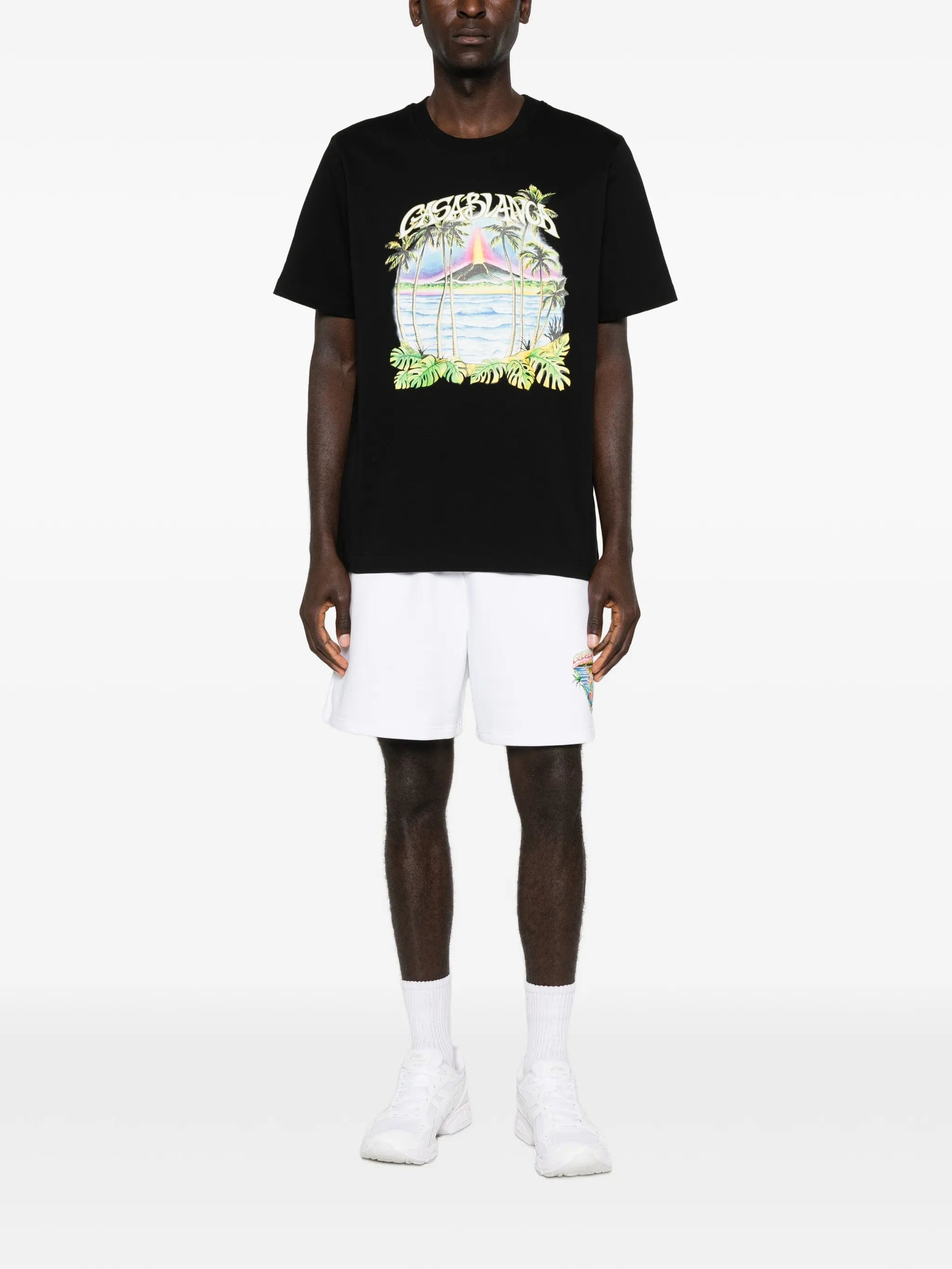 Casablanca Volcano palm - tree tropical print T - shirt