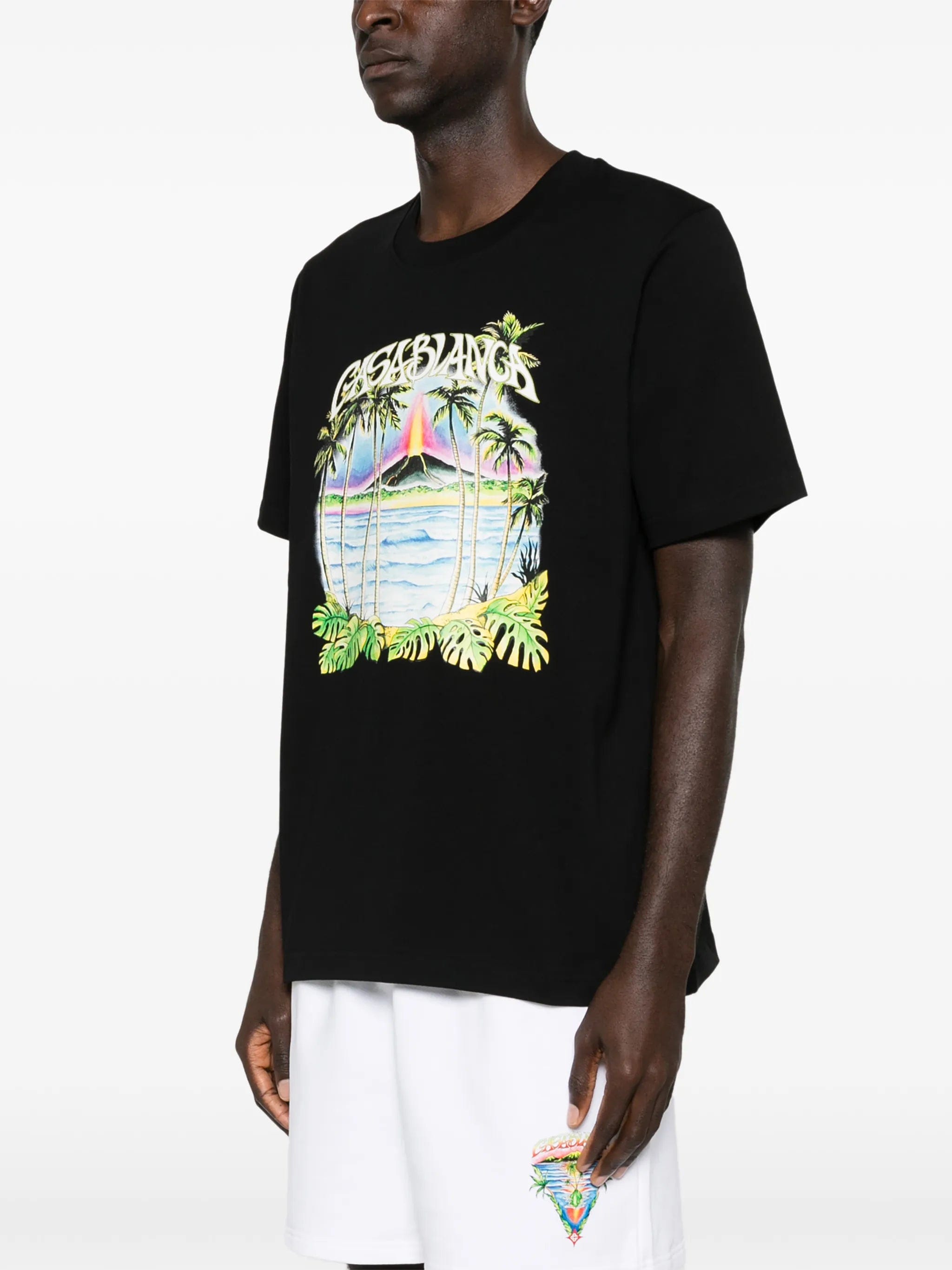 Casablanca Volcano palm - tree tropical print T - shirt
