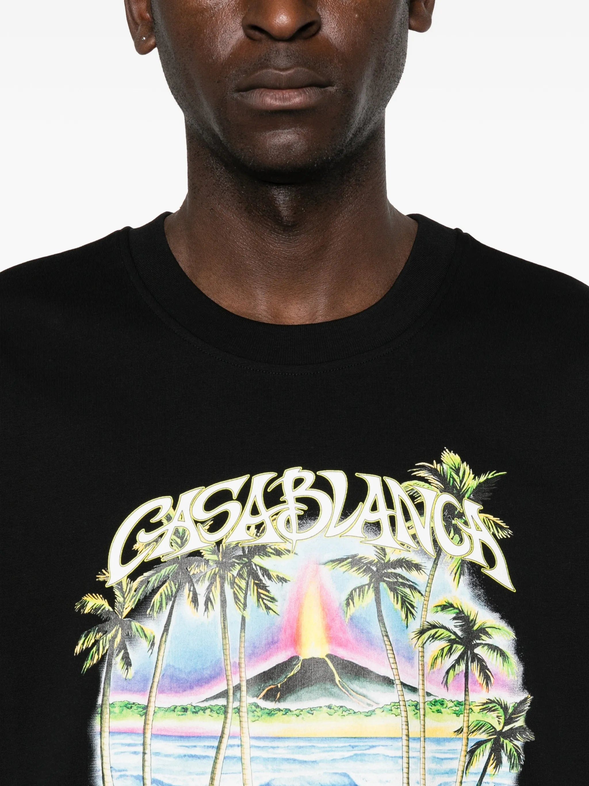 Casablanca Volcano palm - tree tropical print T - shirt