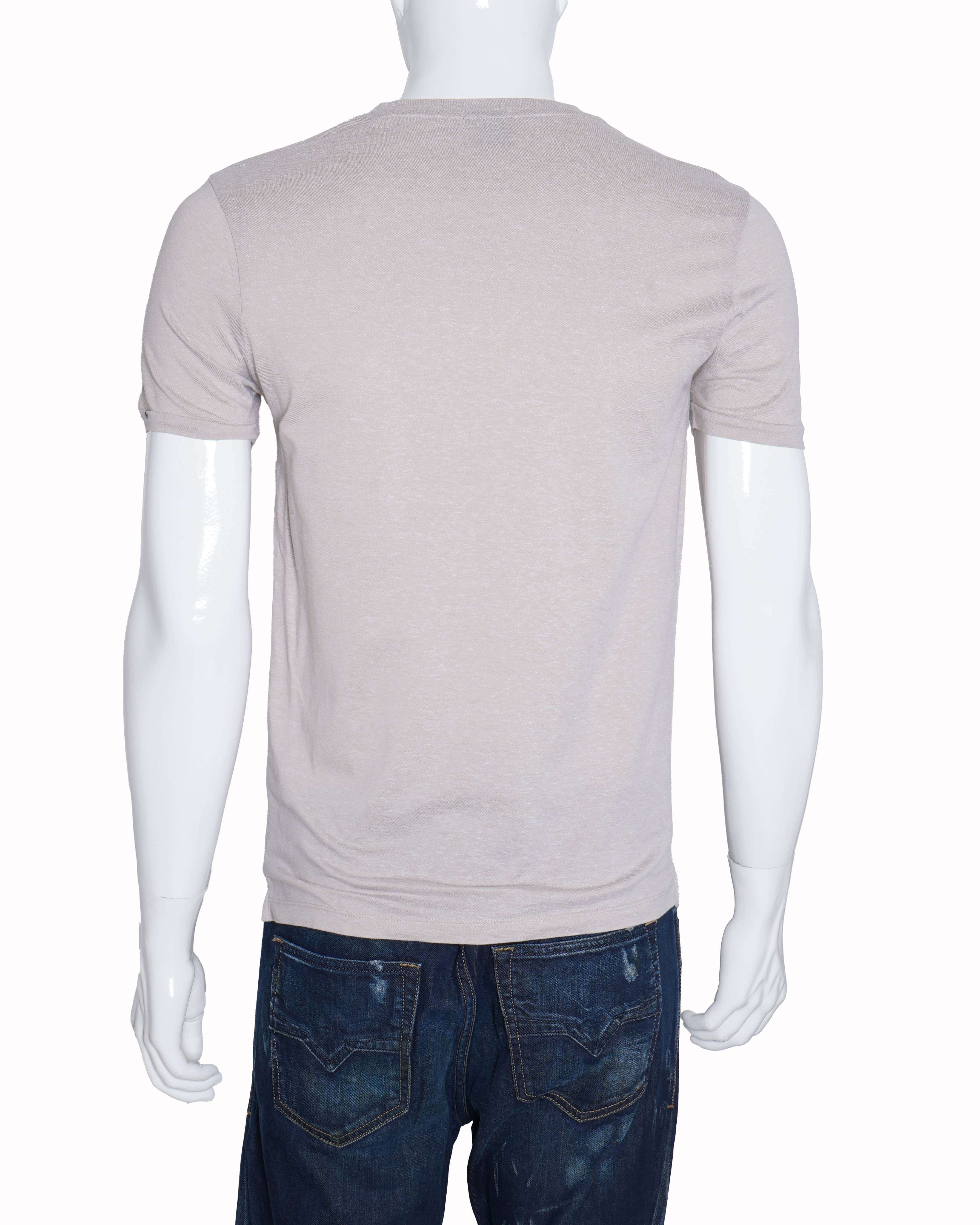 Hugo Boss Boss textured light Beige Cotton Linen T-Shirt