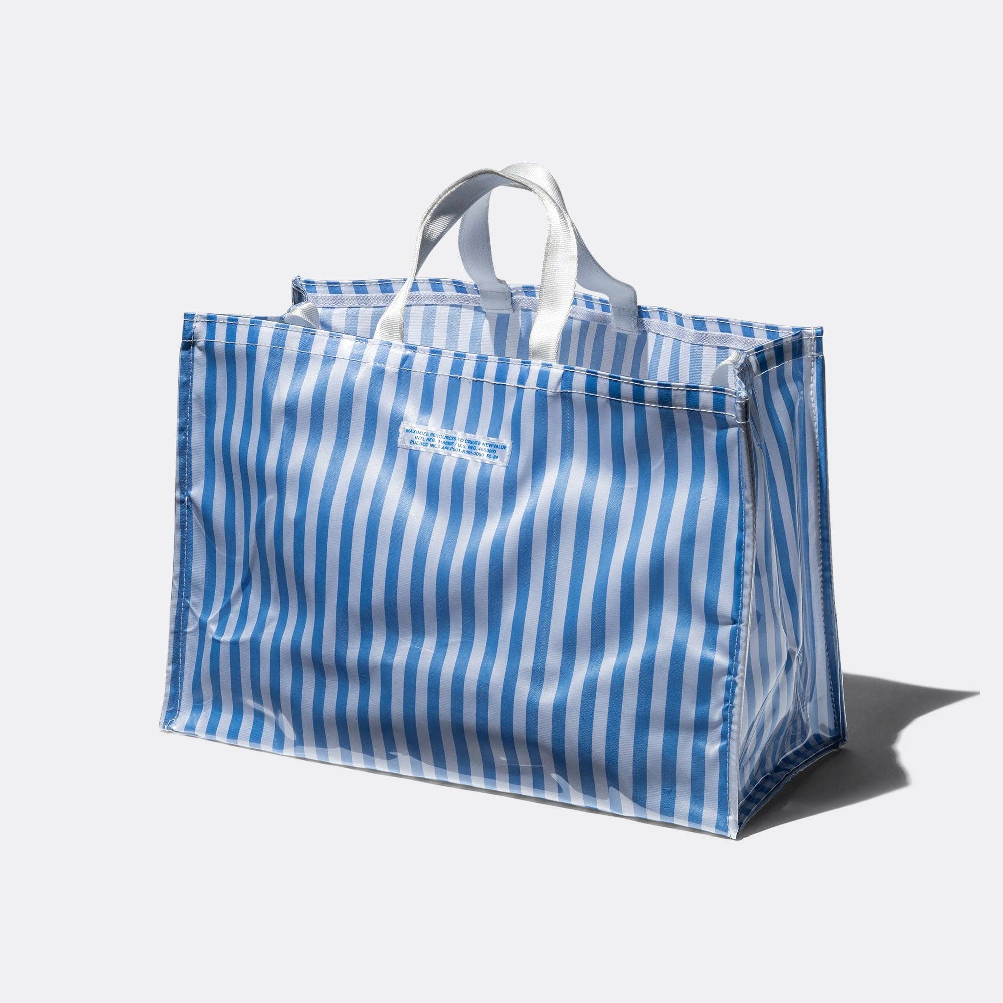 Puebco Covered School Tie Fabric Market Bag - Light Blue/White