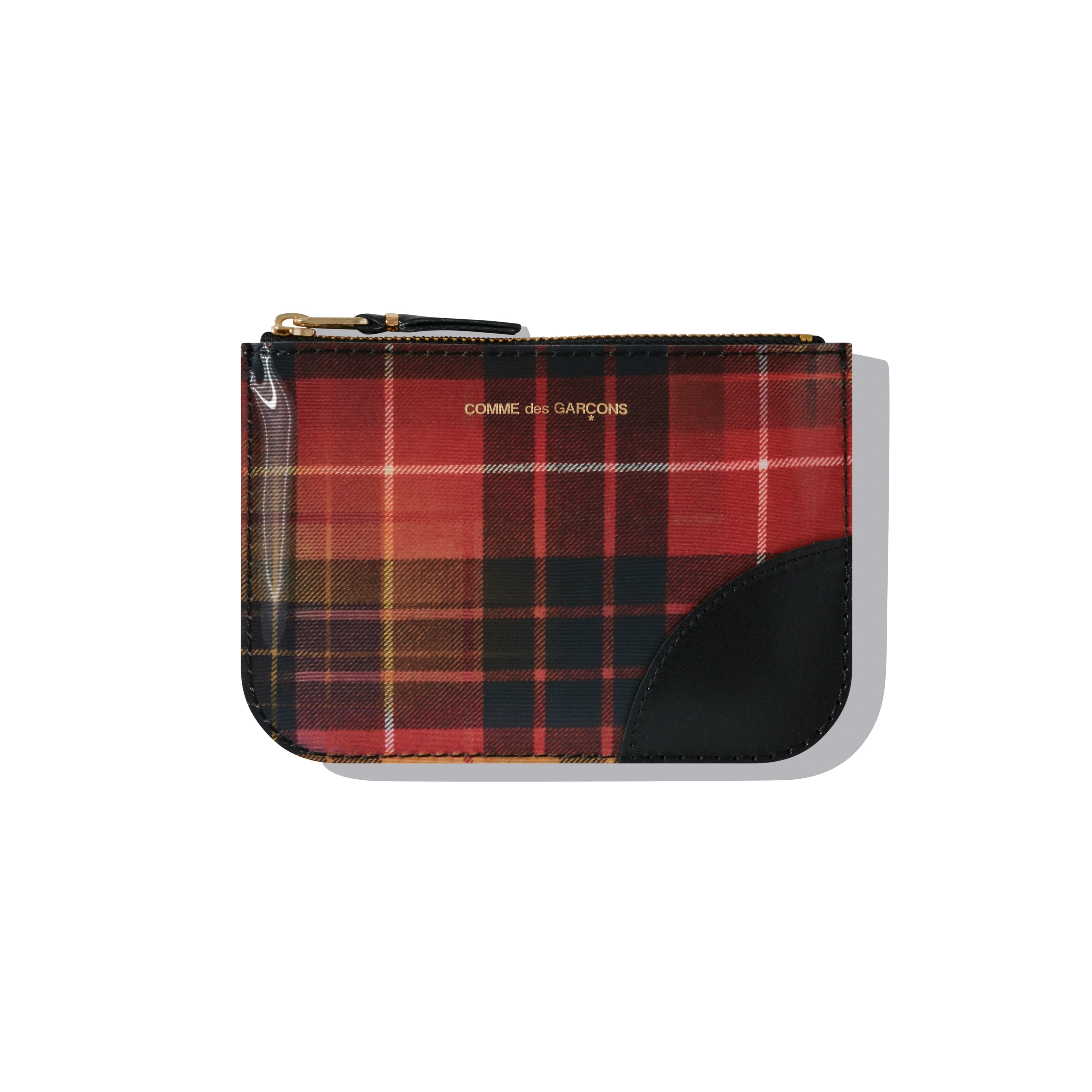 Cdg Wallet - Lenticular Tartan Zip Pouch - (Red/Yellow)