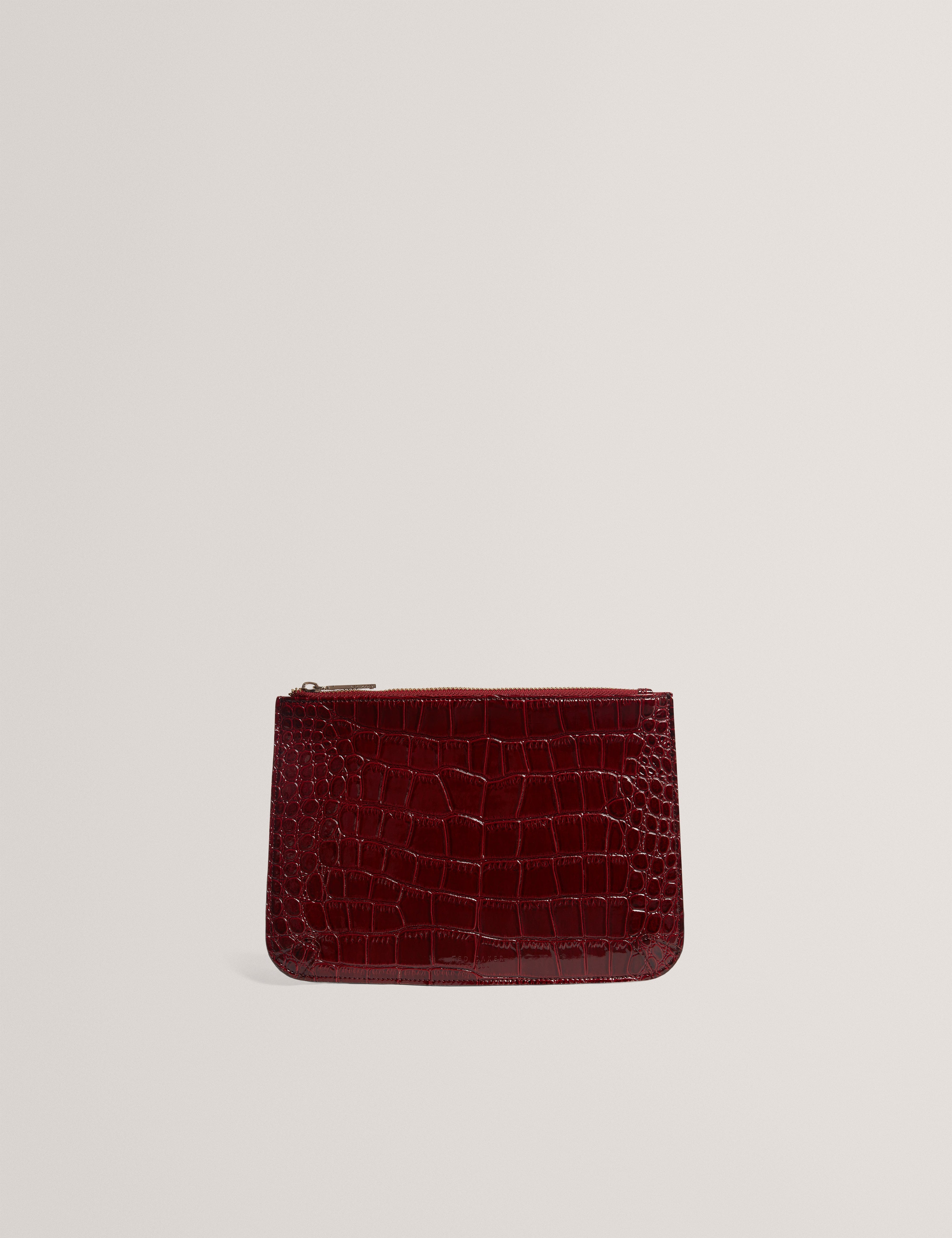 Ted Baker MOV Kelliii Croc Effect Pouch And Passport Case Wine