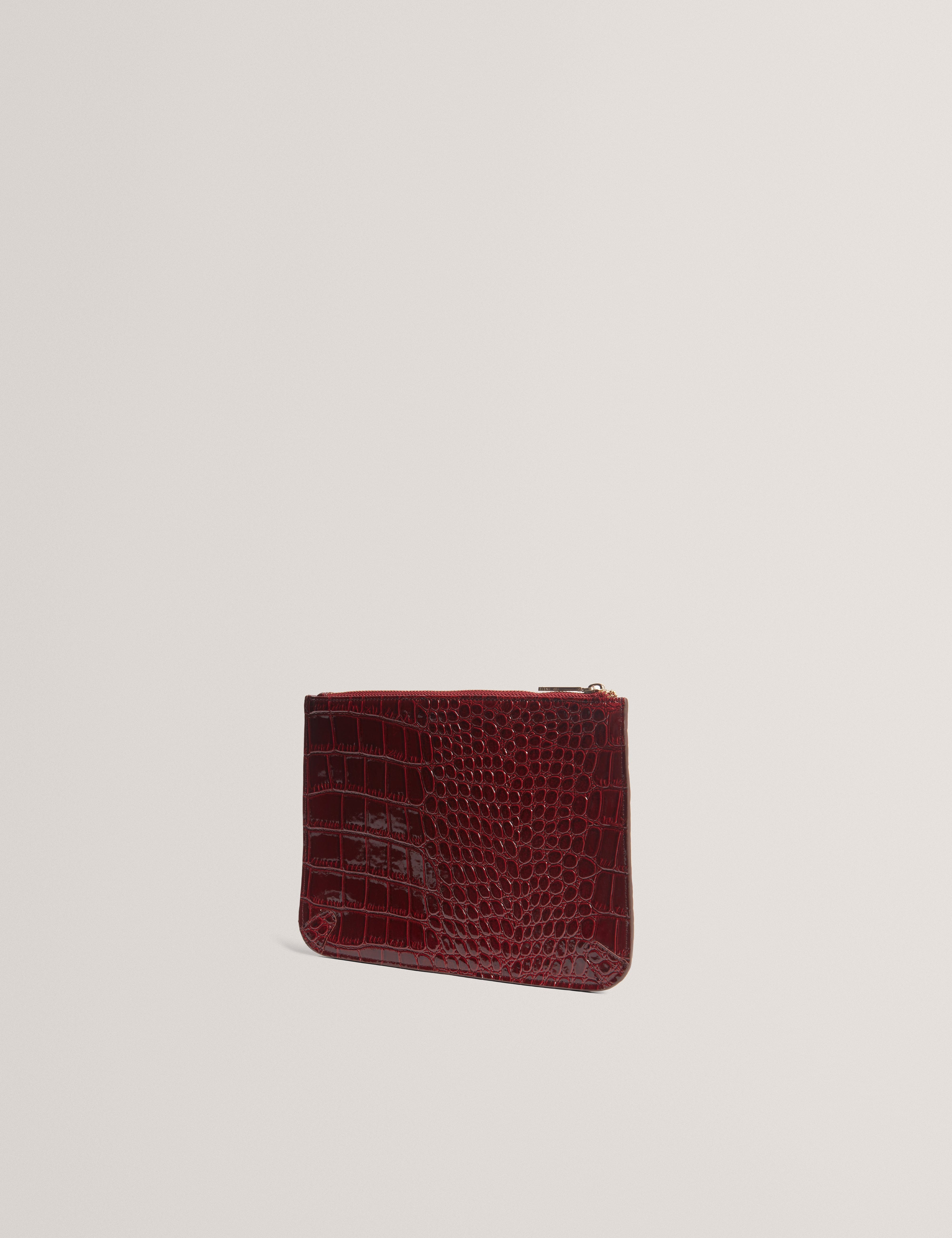Ted Baker MOV Kelliii Croc Effect Pouch And Passport Case Wine