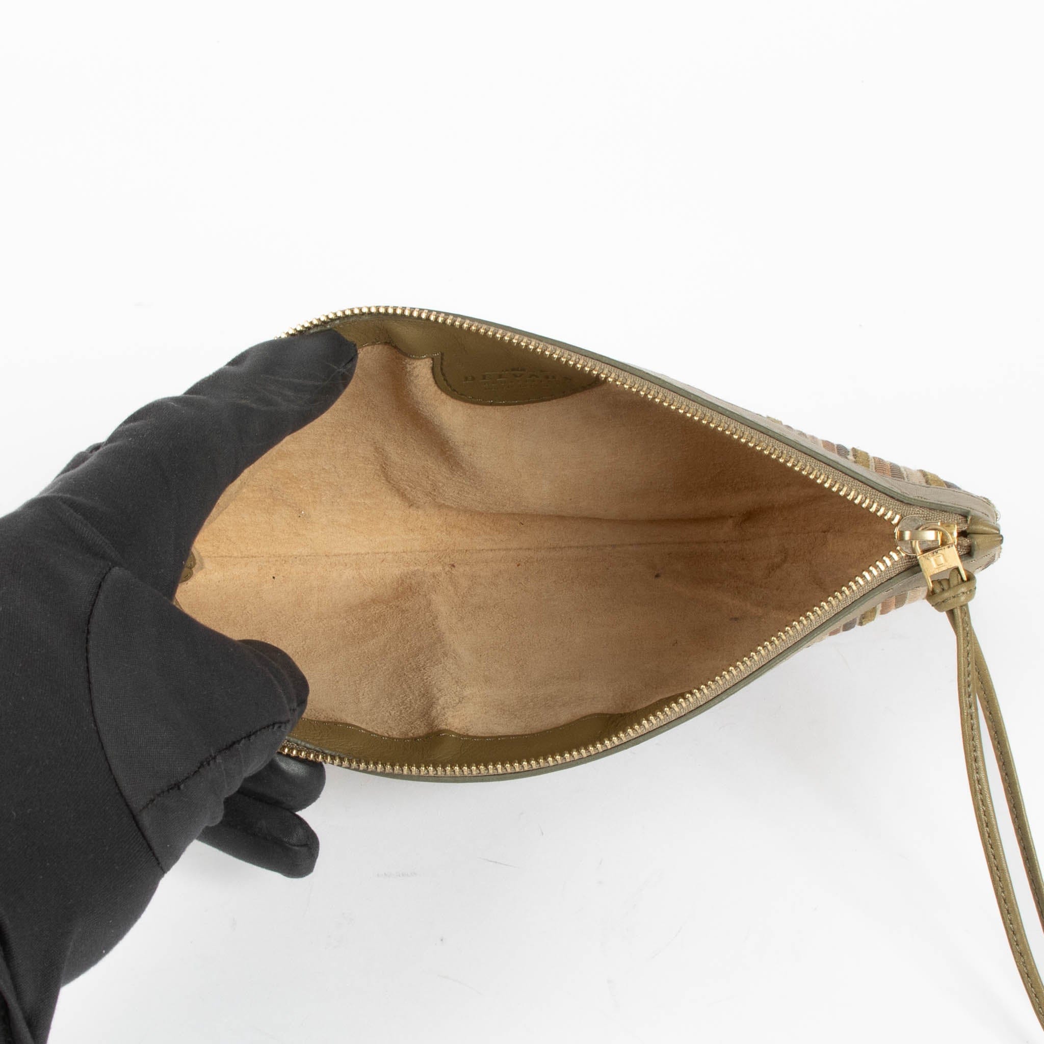 Delvaux Brown Multicolor Toile de Cuir Pouch