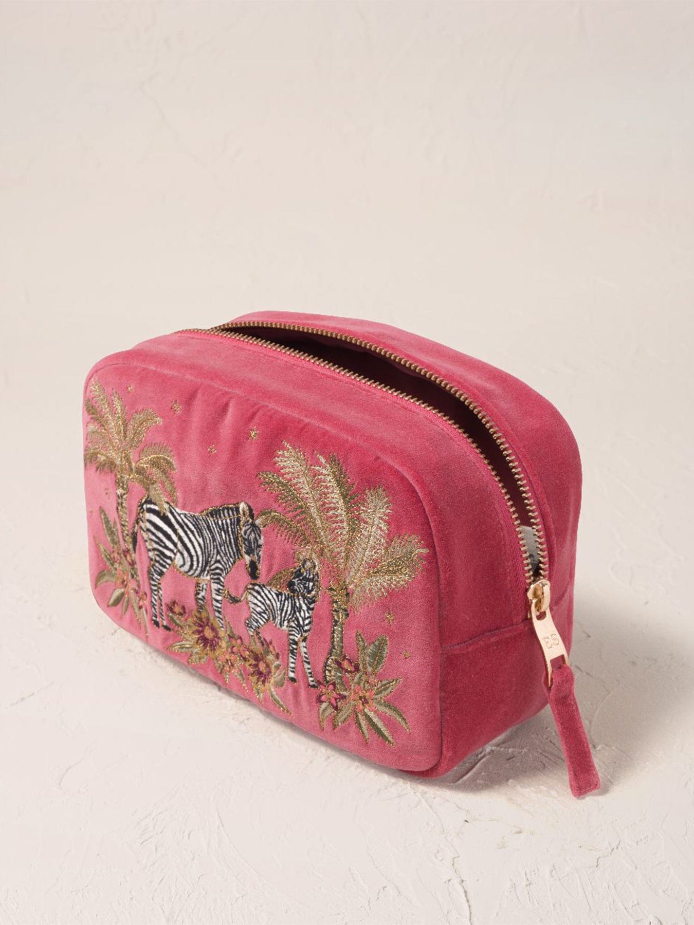 Elizabeth Scarlett Botanical Zebra Makeup Bag Pink