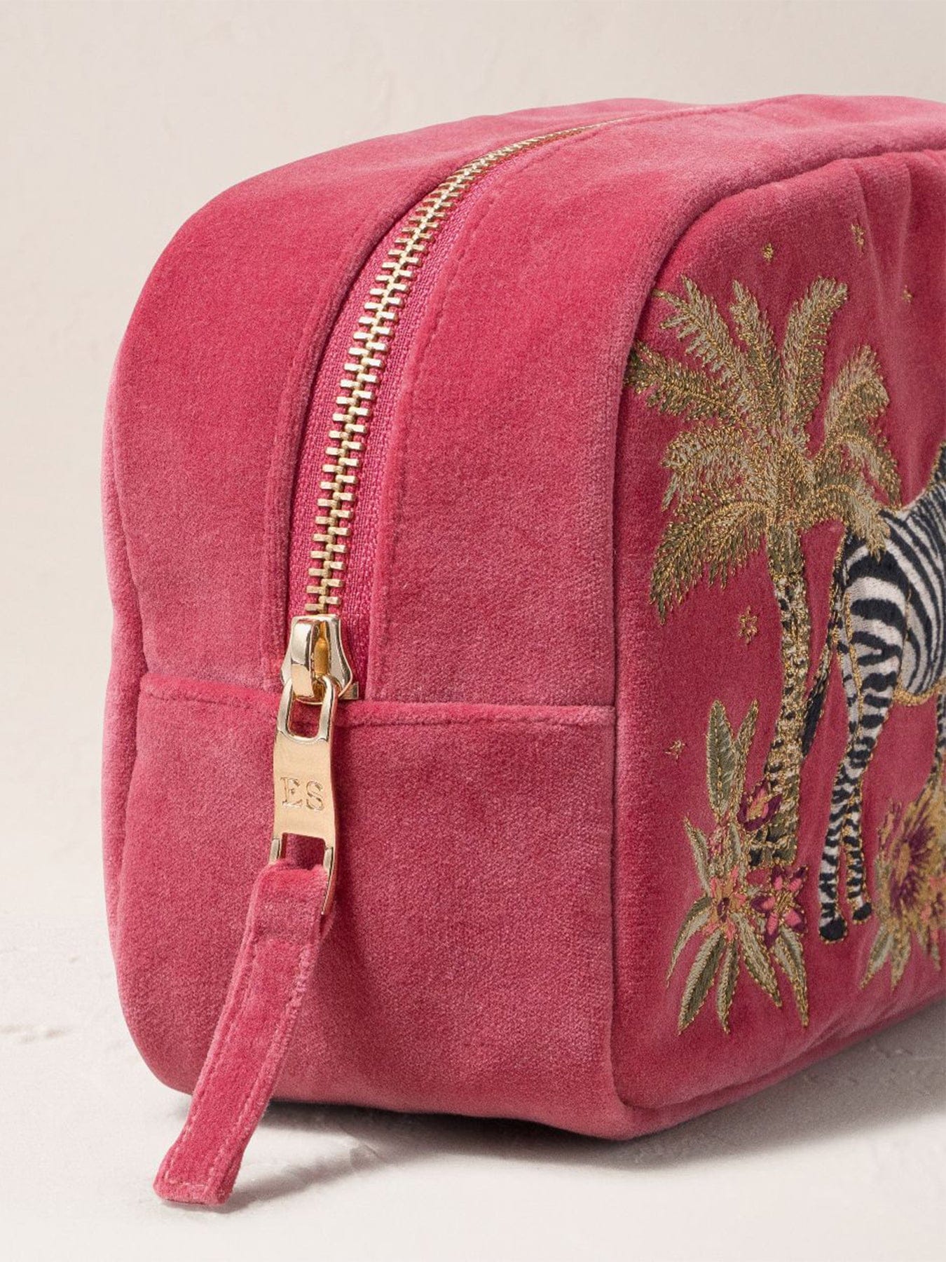 Elizabeth Scarlett Botanical Zebra Makeup Bag Pink