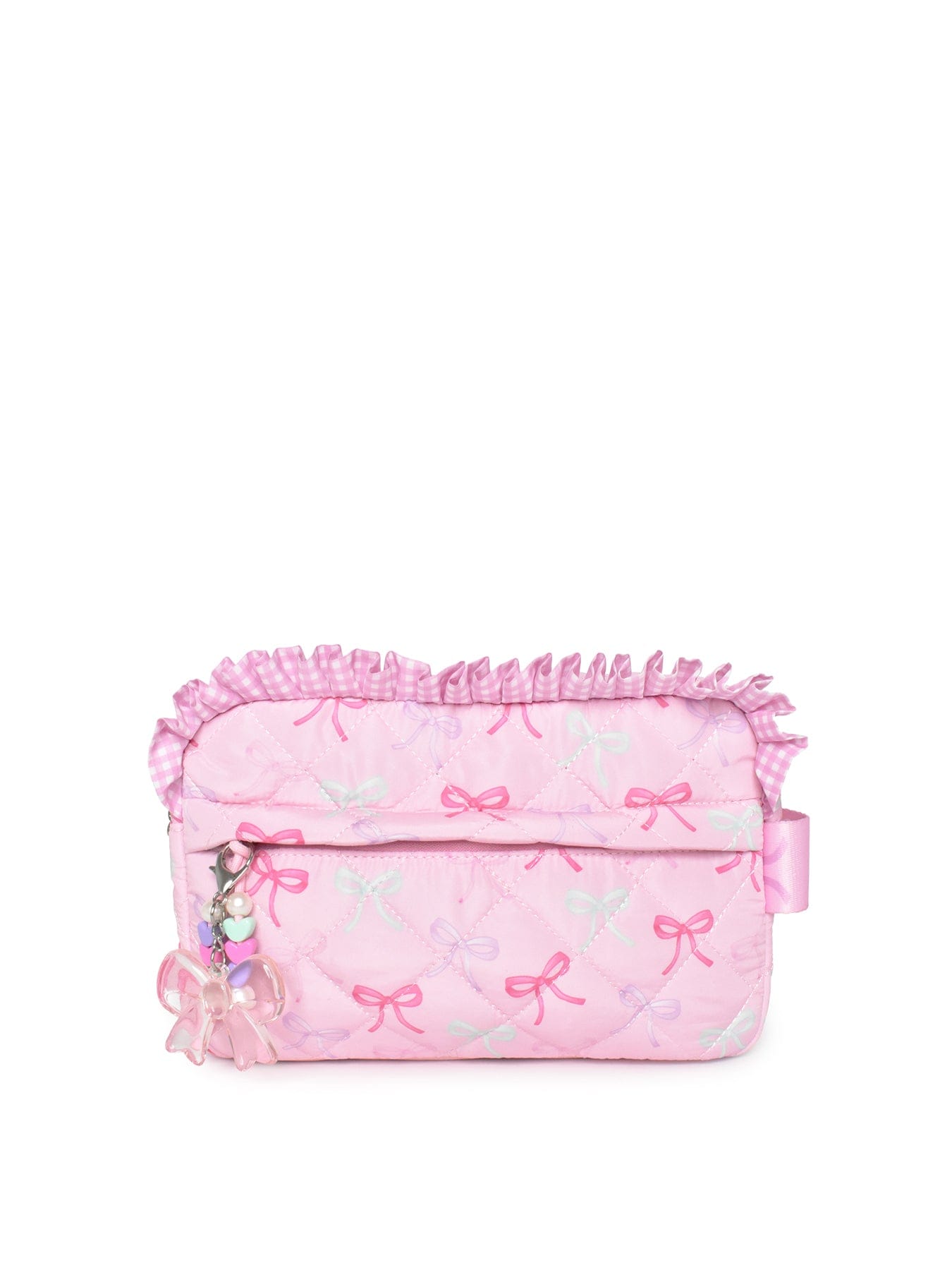 OMG Accessories Kids' Bow Quilted Pouch with Charm Pink