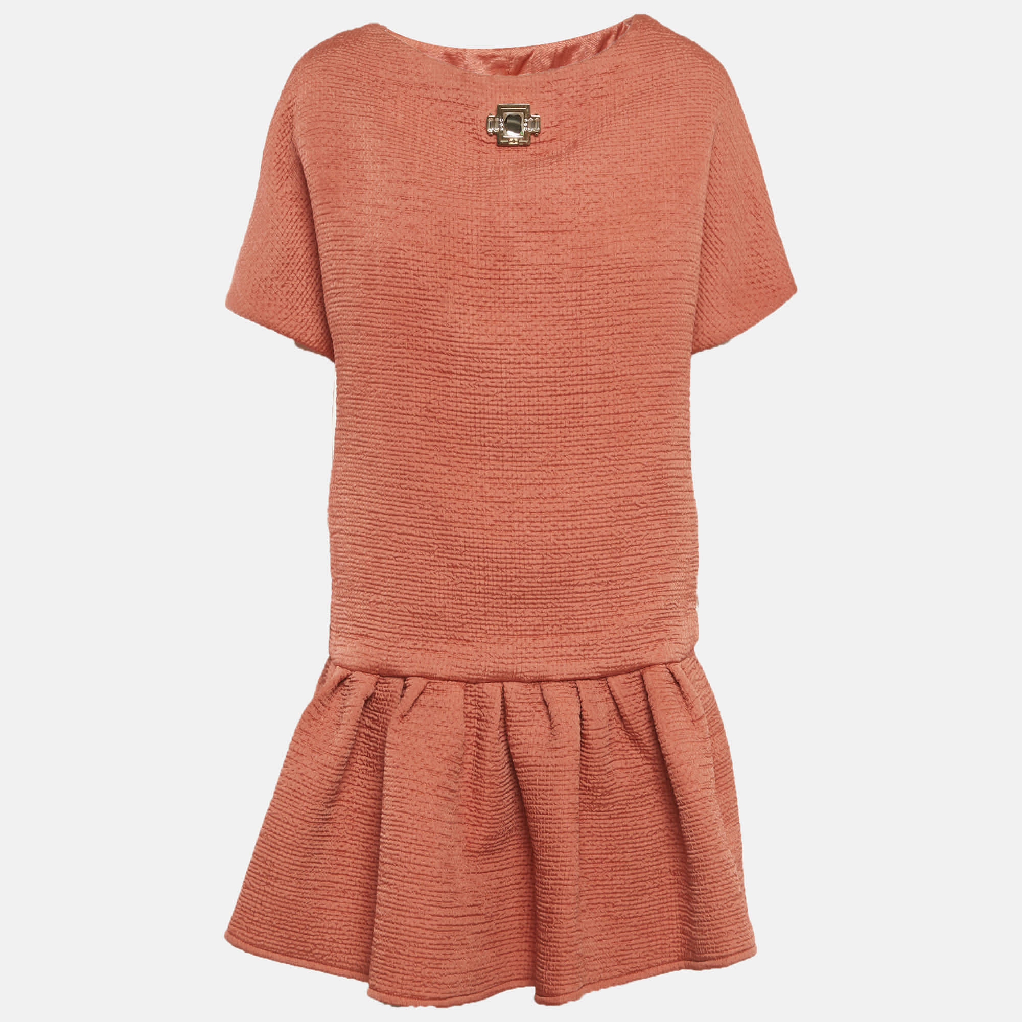 Elisabetta Franchi Pink Seersucker Peplum Top