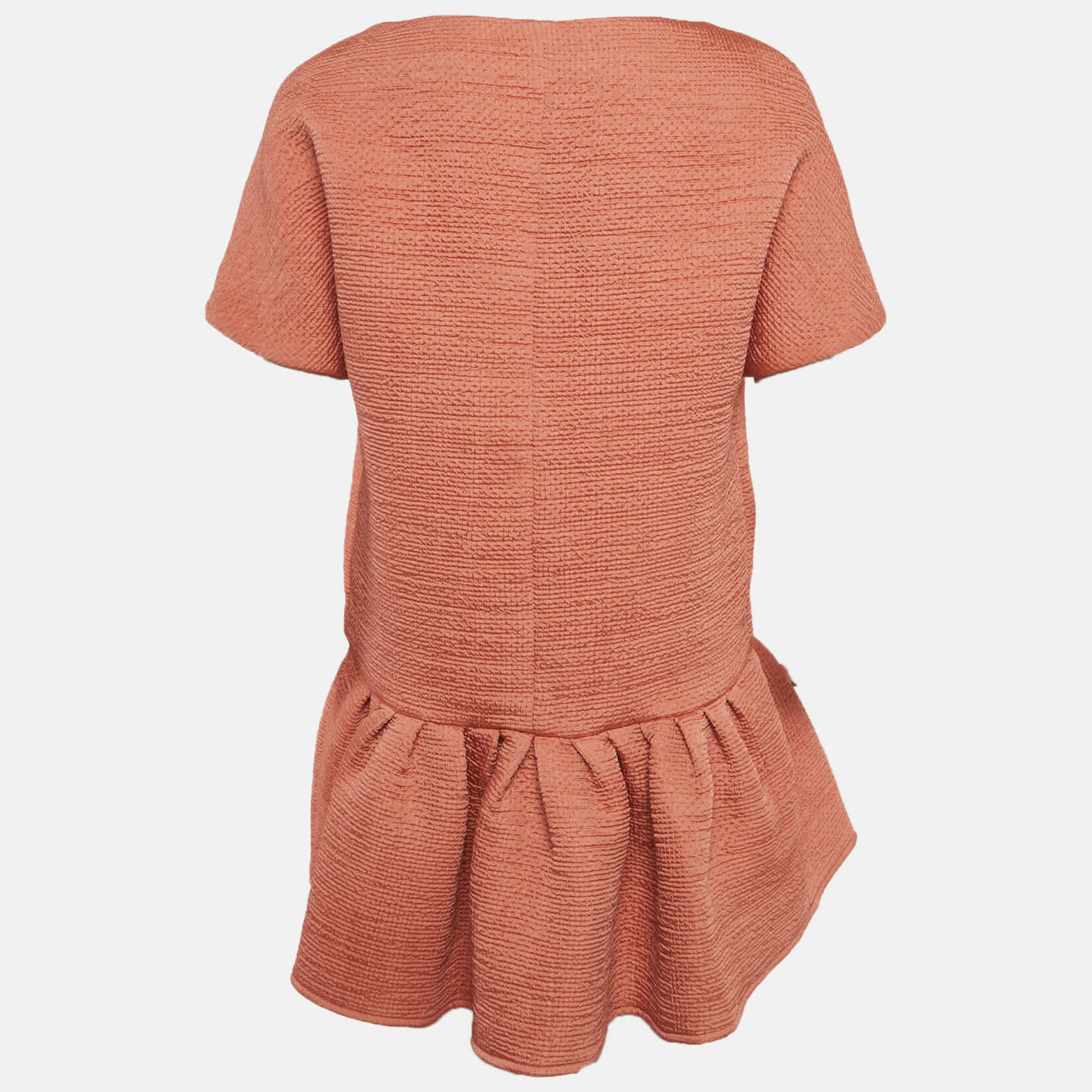 Elisabetta Franchi Pink Seersucker Peplum Top