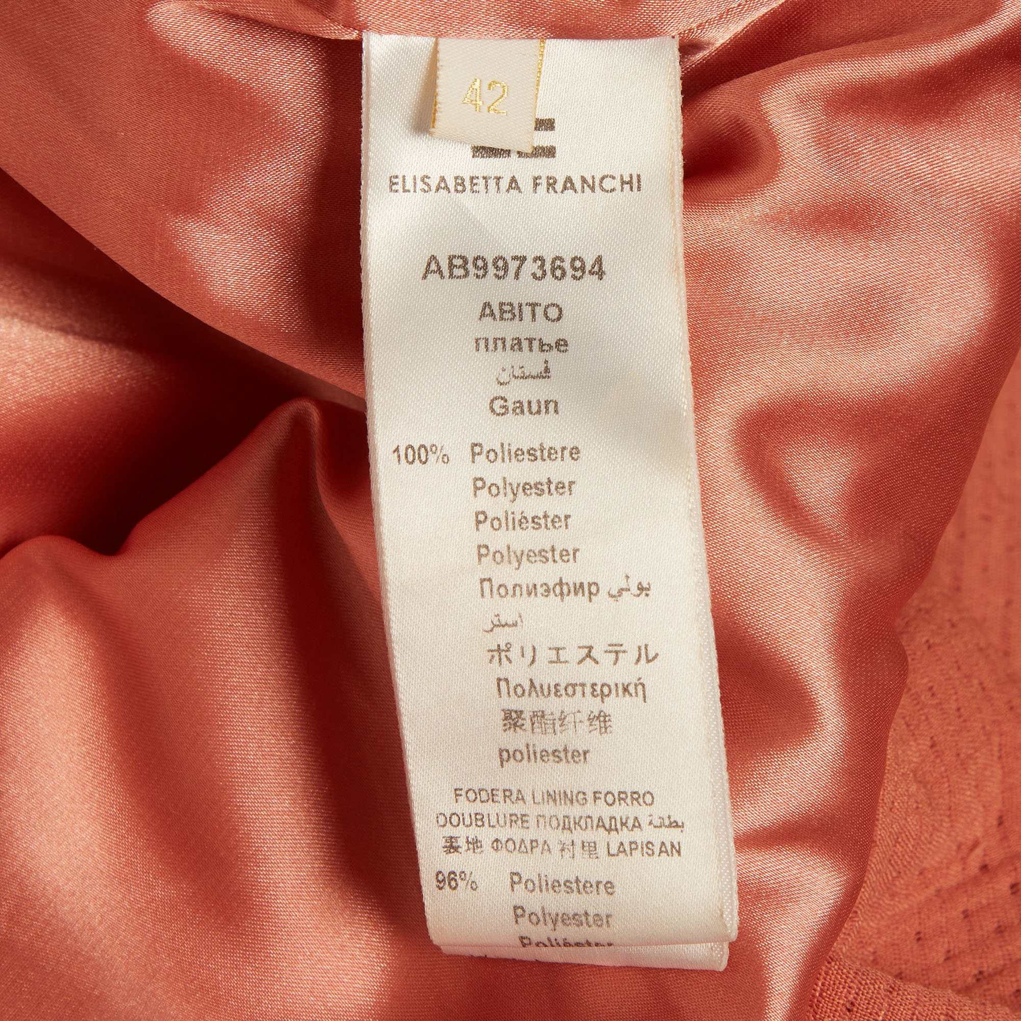 Elisabetta Franchi Pink Seersucker Peplum Top