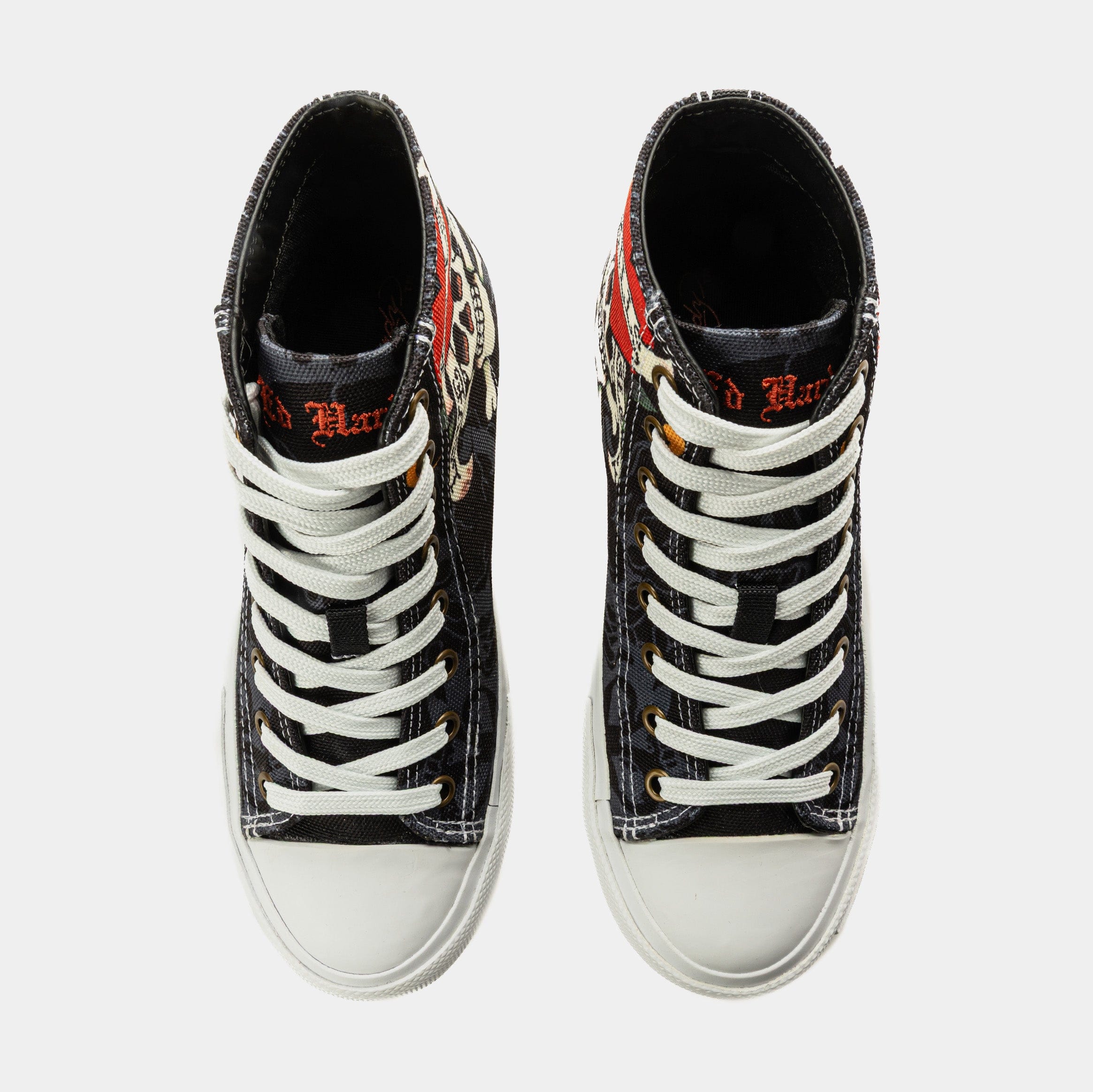 ED HARDY Kills Love Slowly High Top Womens Lifestyle Shoes (Black/White)