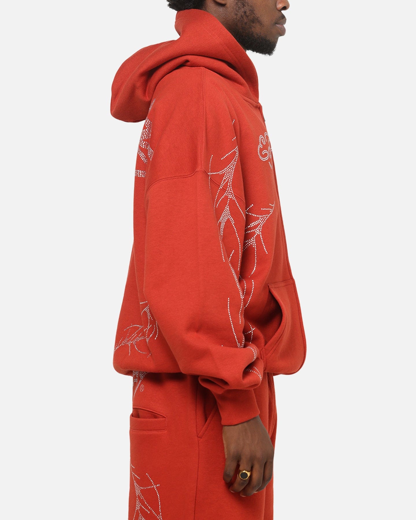 Ed Hardy Cyber Rhinestone Zip - Up Hoodie Red