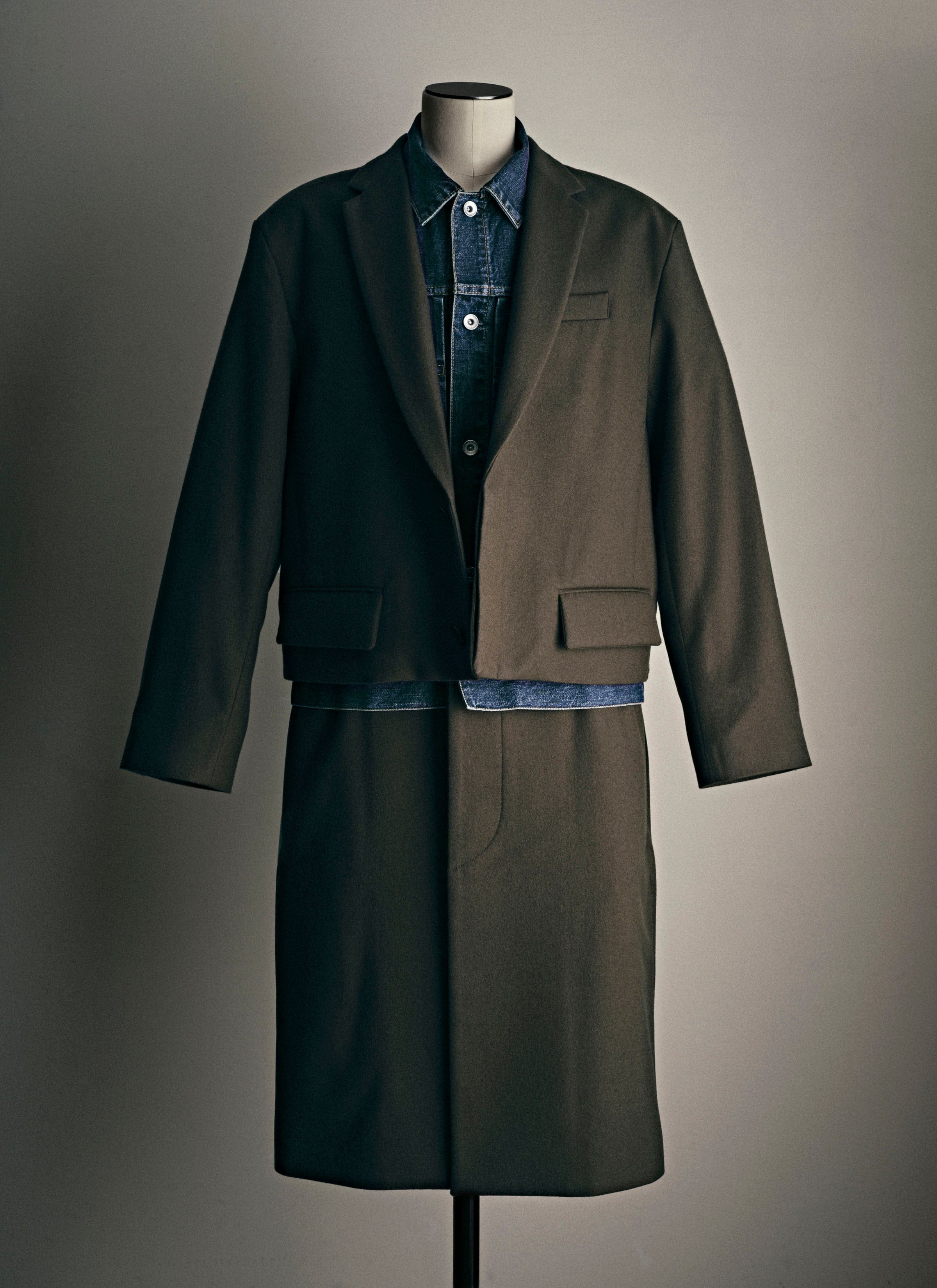 Sacai Wool Flannel x Denim Coat