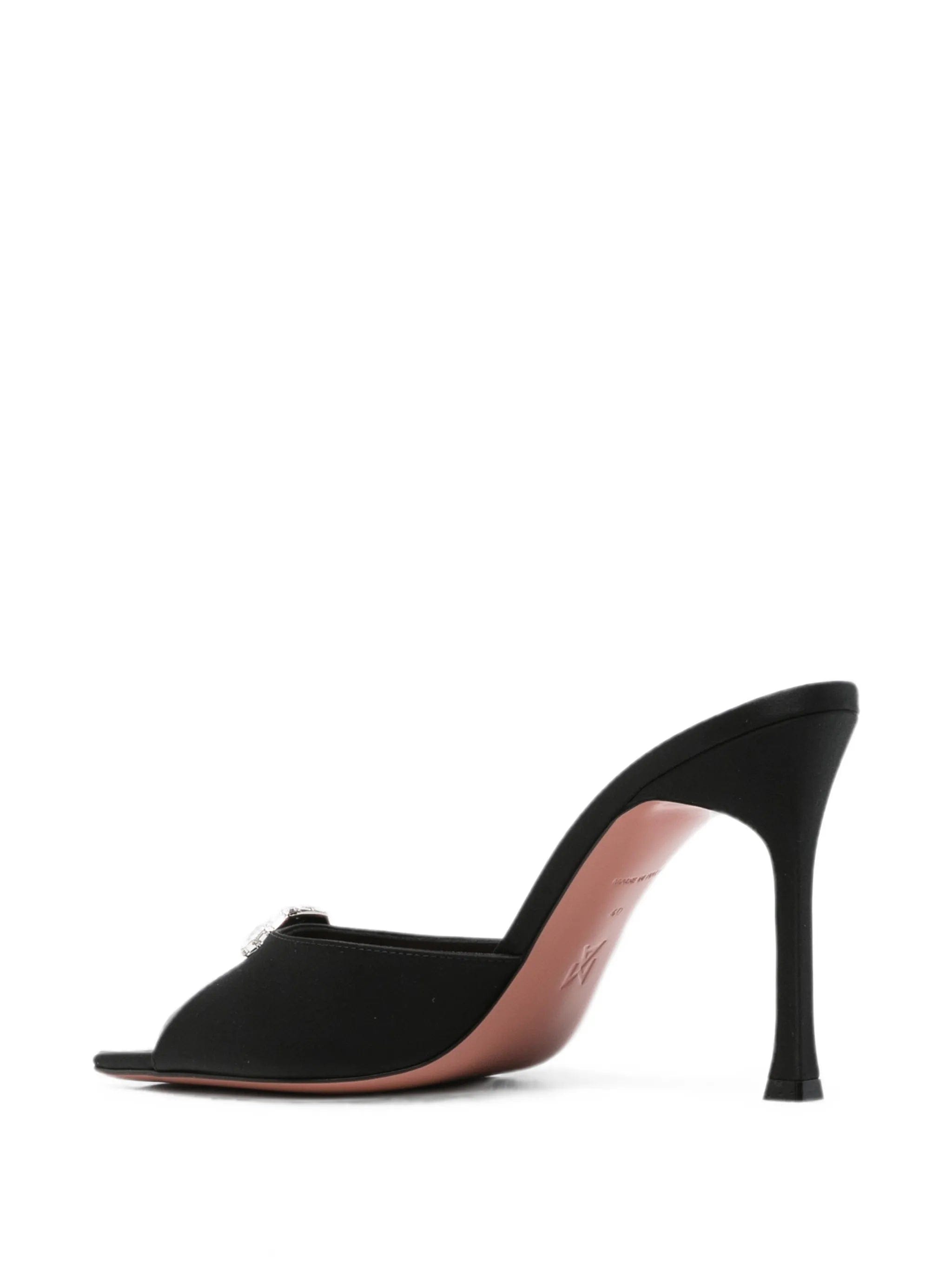 Amina Muaddi Mini Camelia crystal - buckle satin sandals