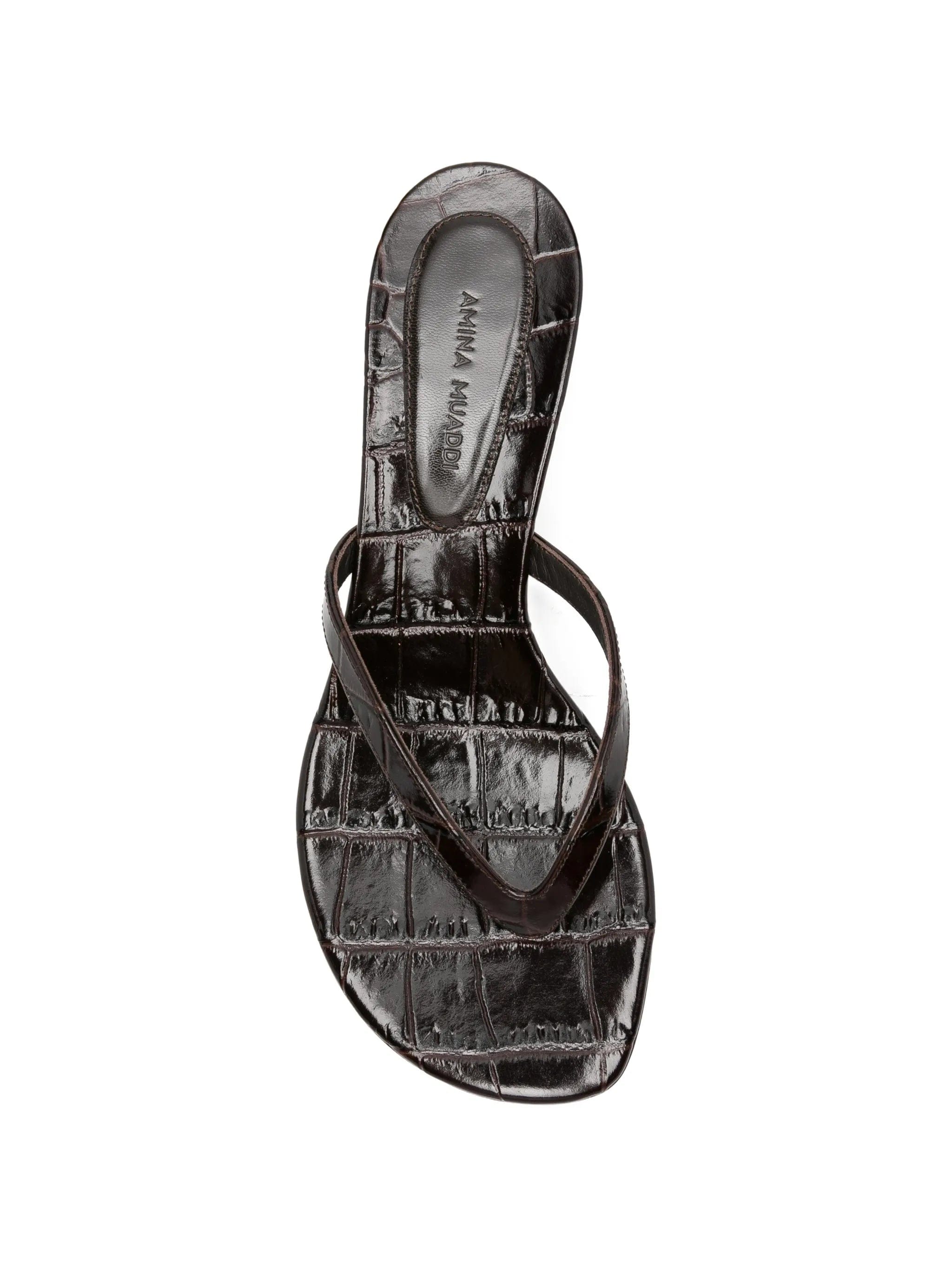 Amina Muaddi Juliette crocodile - effect leather sandals