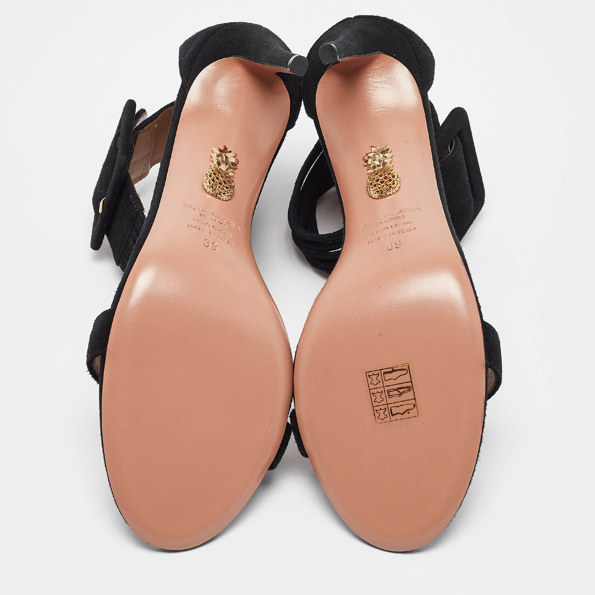 Aquazzura Black Suede Ankle Strap Sandals