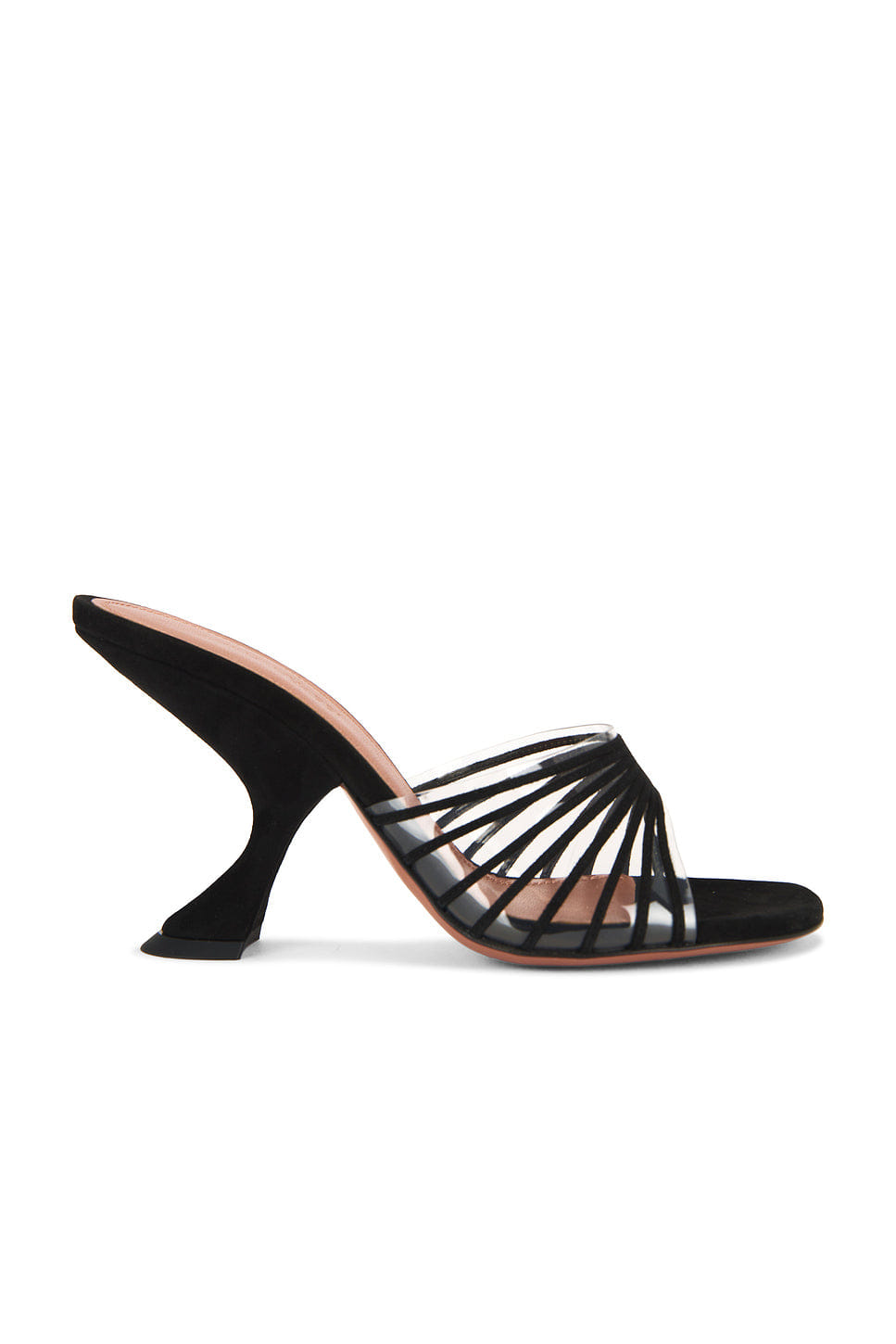 AMINA Muaddi Mookie 90 Slipper In Black & Pvc Transparent
