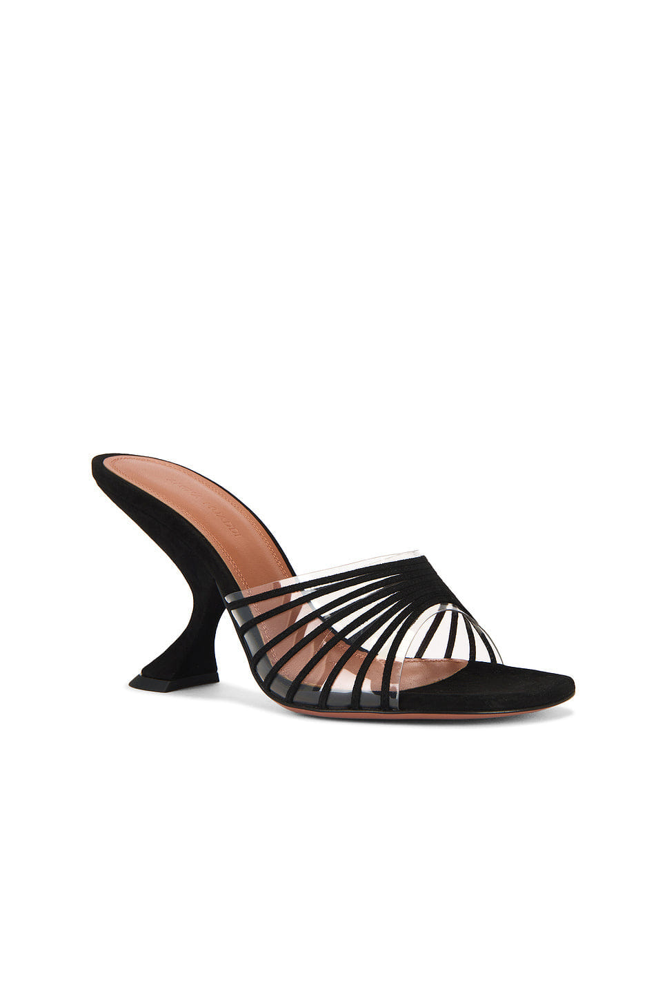 AMINA Muaddi Mookie 90 Slipper In Black & Pvc Transparent