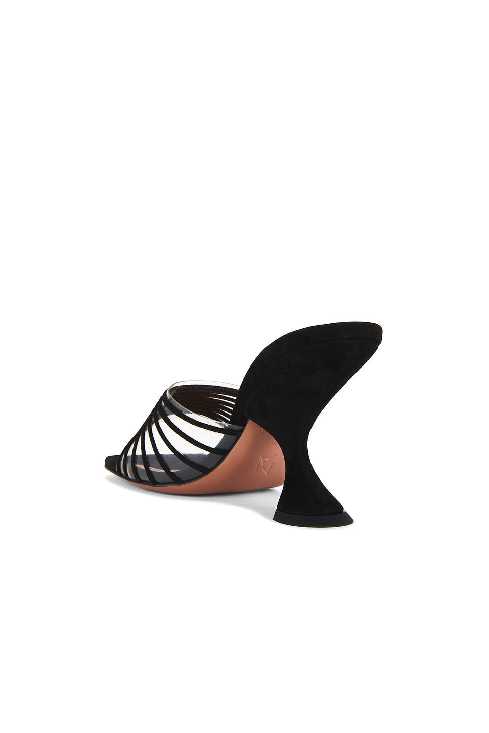 AMINA Muaddi Mookie 90 Slipper In Black & Pvc Transparent