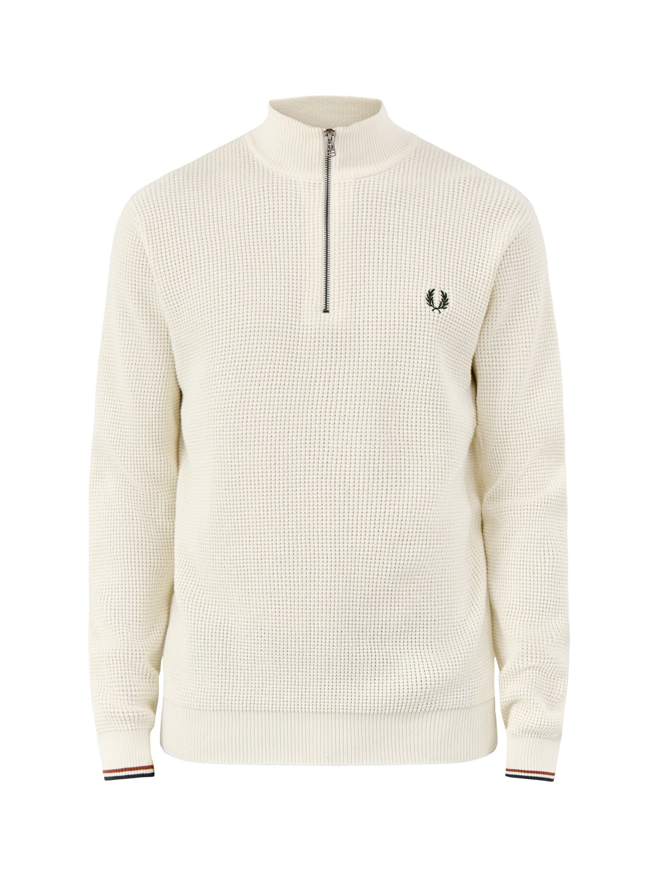 Fred Perry Waffle Stitch Half Zip Jumper Cream