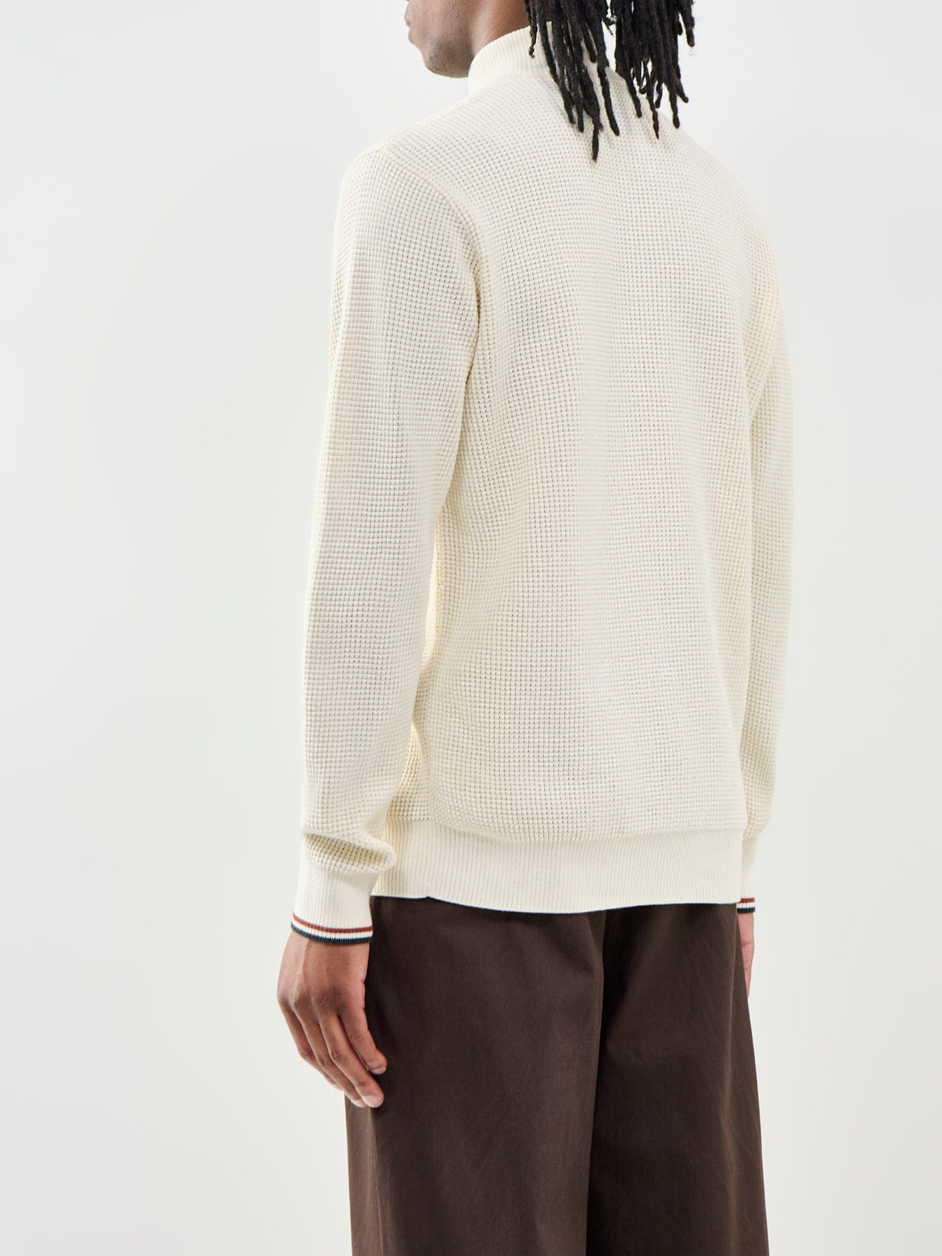Fred Perry Waffle Stitch Half Zip Jumper Cream