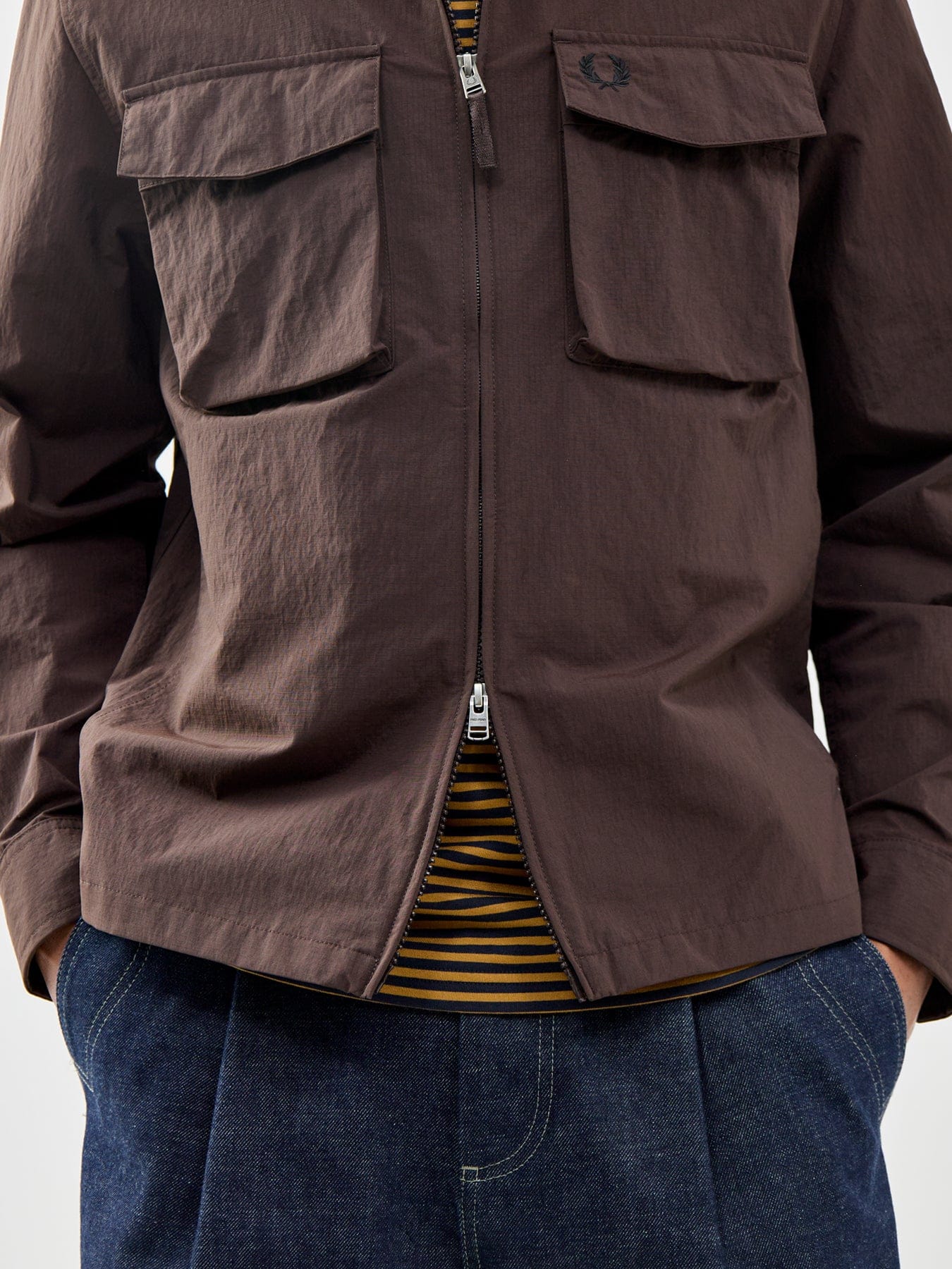 Fred Perry Ripstop Pocket Overshirt Brown