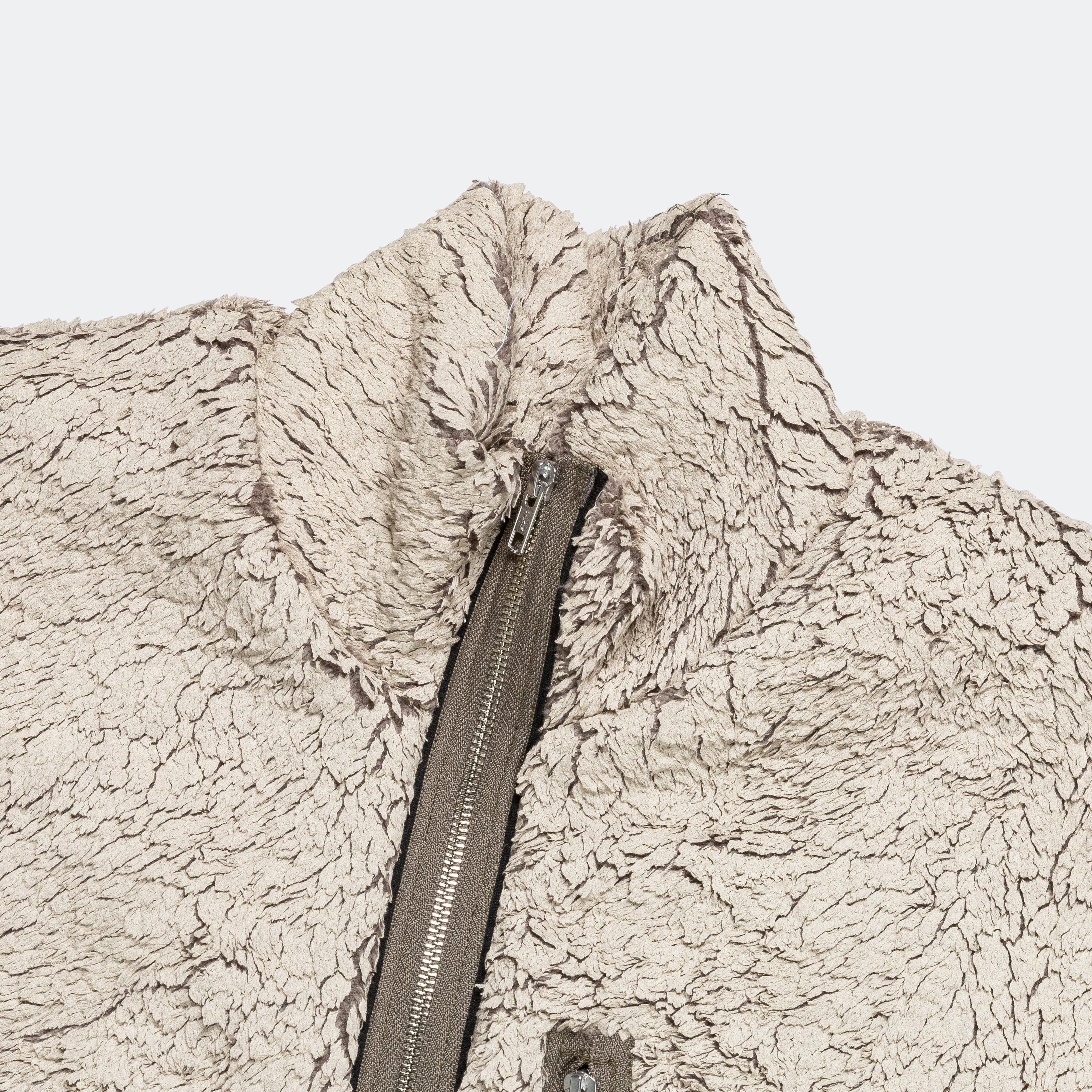 Song For The Mute Funnel Track Jacket - Off White Painted Sherpa
