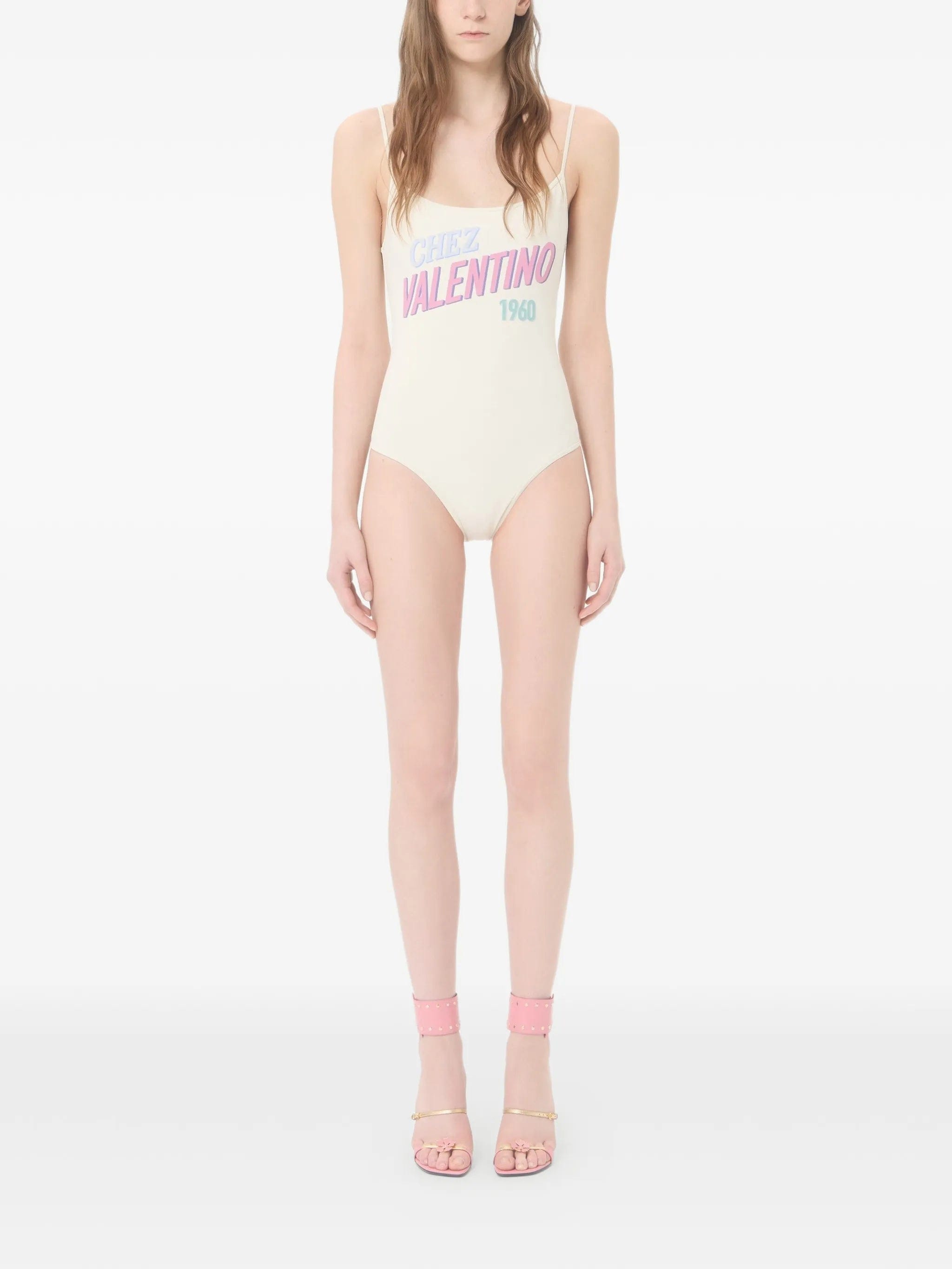 Valentino Garavani one - piece swimsuit with Chez 1960 print