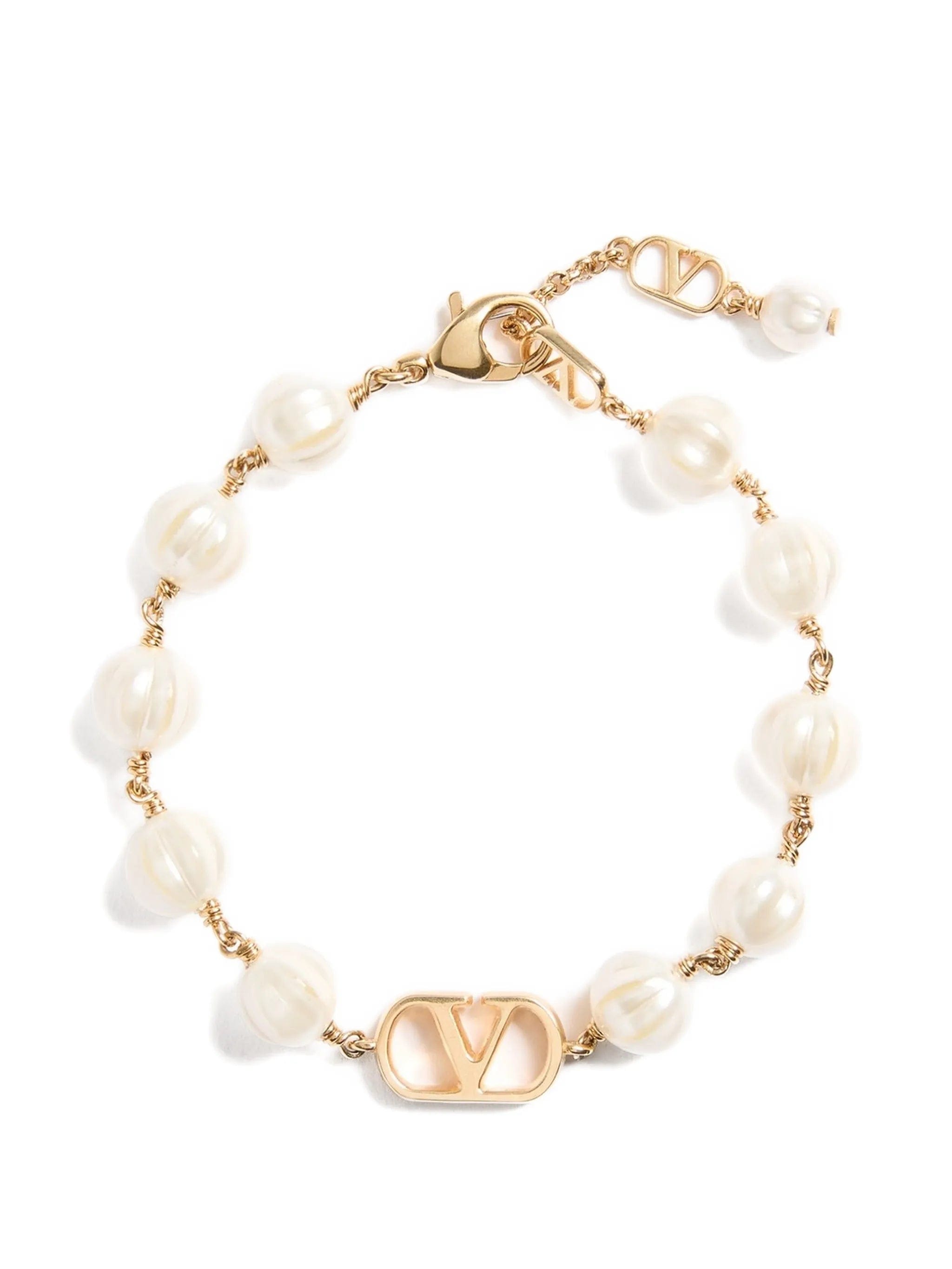 Valentino Garavani Vlogo Signature bracelet in metal with glass beads