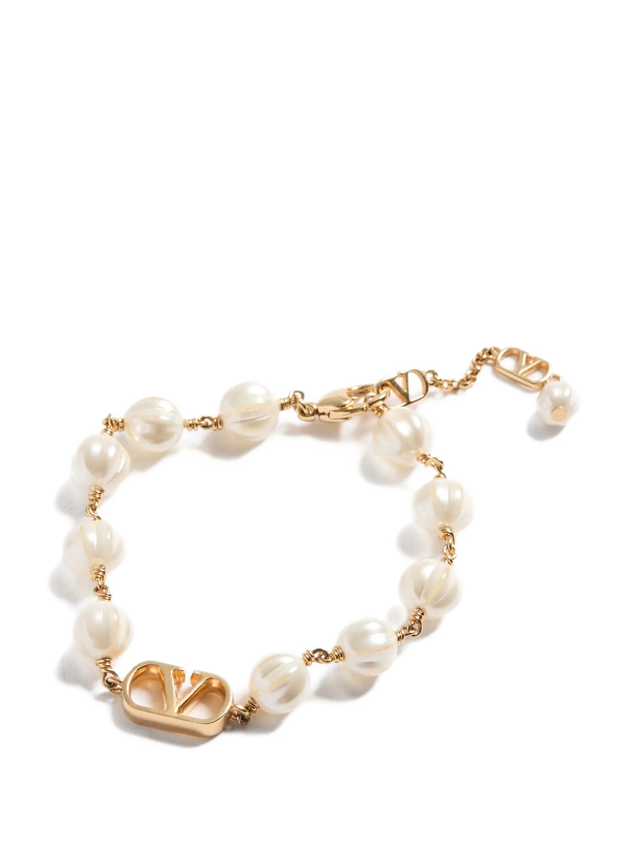 Valentino Garavani Vlogo Signature bracelet in metal with glass beads