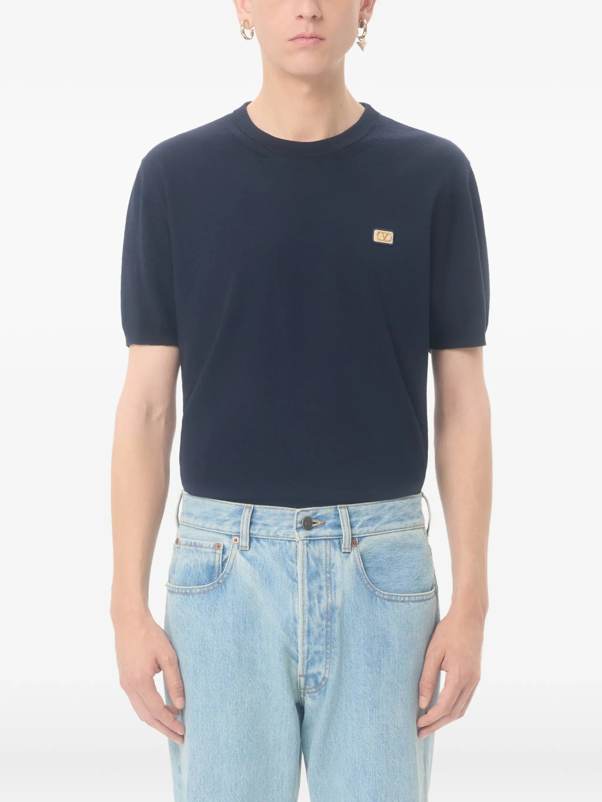 Valentino Garavani wool t - shirt with VLogo patch