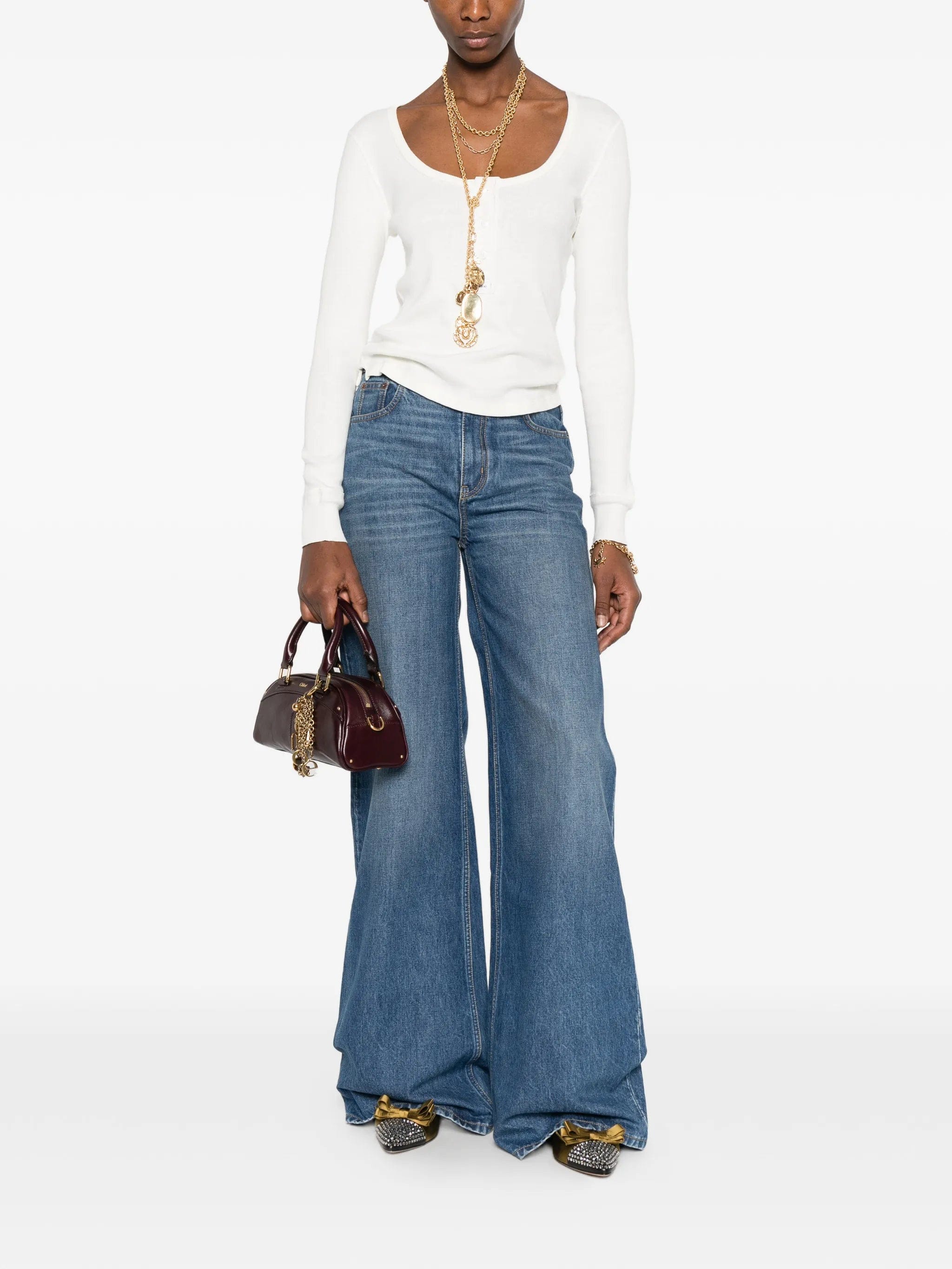 Chloé scoop - neck Henley T - shirt