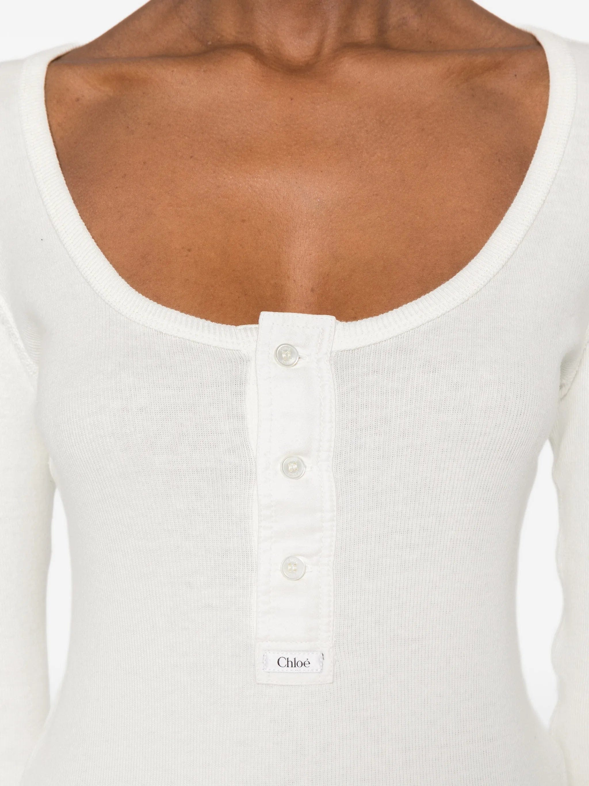 Chloé scoop - neck Henley T - shirt