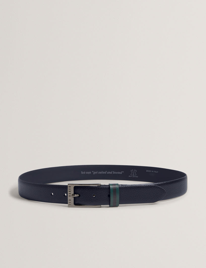 Ted Baker Kendon Stripe Leather Belt Navy