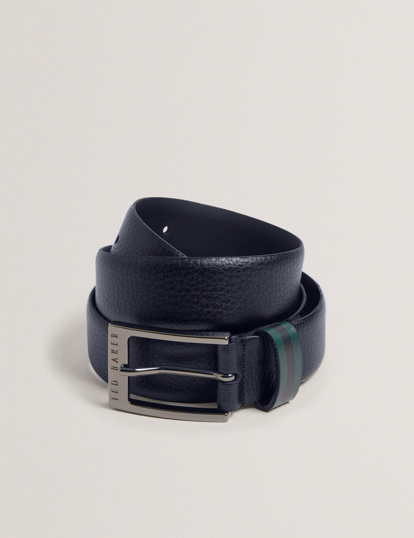 Ted Baker Kendon Stripe Leather Belt Navy