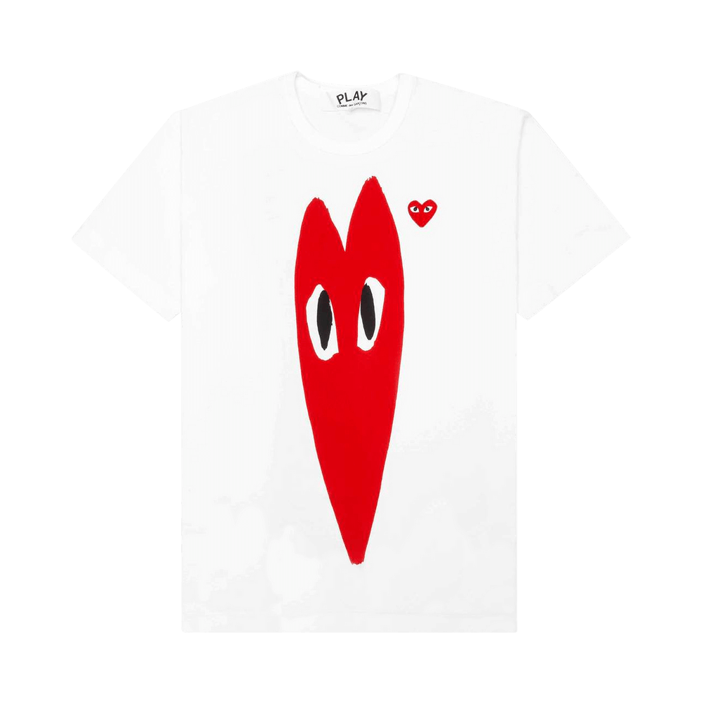 Comme des Garçons PLAY Red Emblem Long Heart T-Shirt White